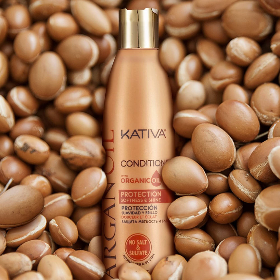 Kativa Argan Oil Conditioner (250 ML), Kativa Argan Oil Line, Moisturizes and Protects Hair, for Dry or Damaged Hair, Salt Free, Sulfate Free, Gluten Free, Paraben Free