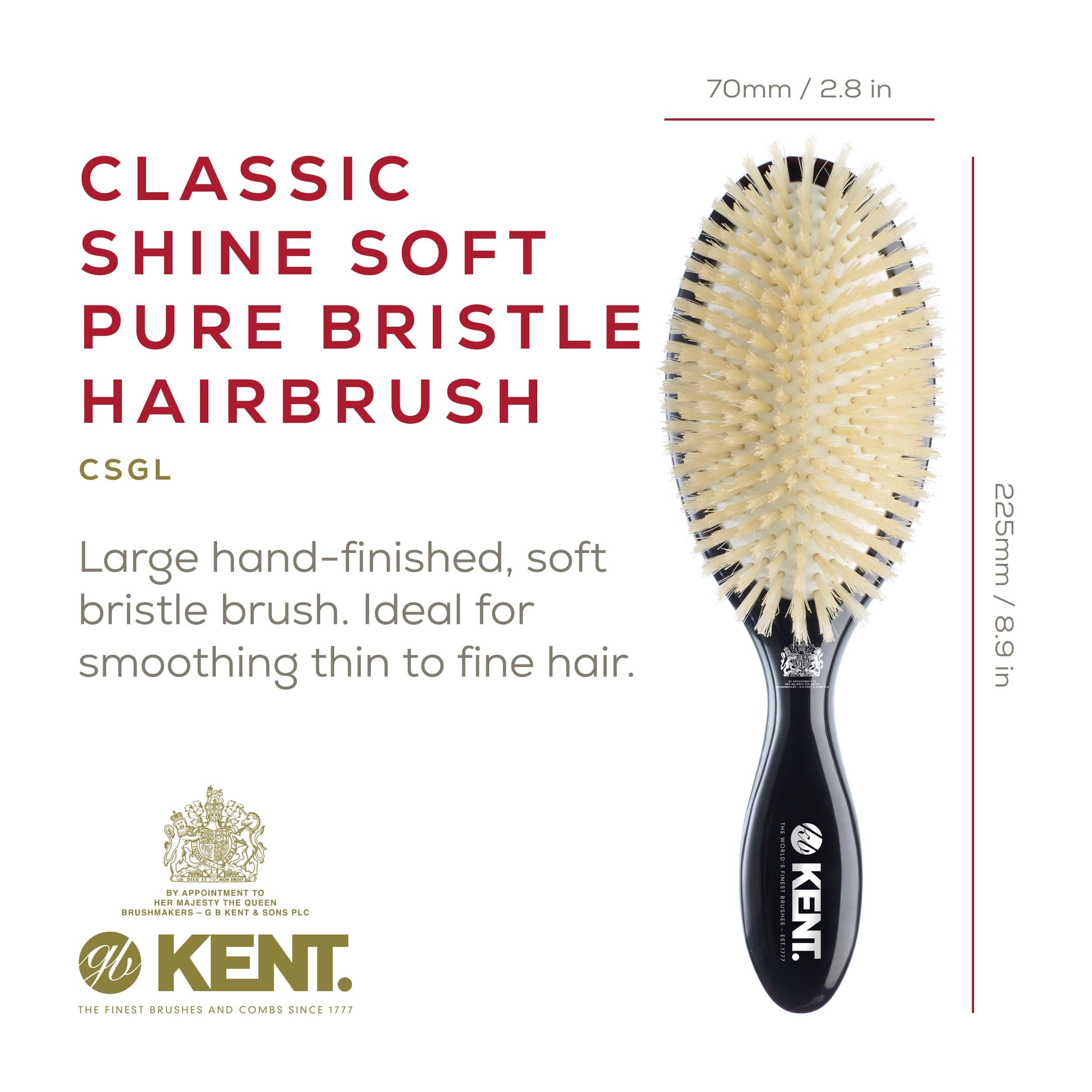 Kent CSGS Ruby Pure Soft White Natural Bristle Small Dressing & Styling Premium Brush