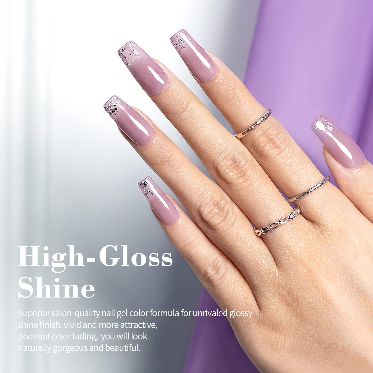 RARJSM Sheer Purple Gel Nail Polish Translucent Clear Gel Polish French Manicure Milky Natural Transparent Gel Polish Grey Purple LED UV Curing Requires Single Bottle 15ml for Home Salon Nail Art DIY