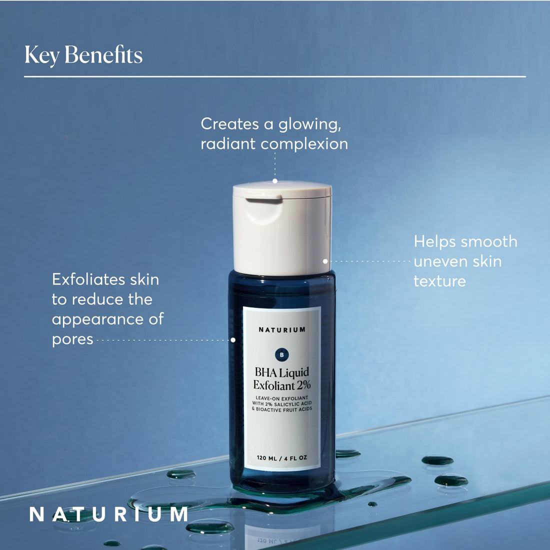 Naturium BHA Liquid Exfoliant 2%, Leave-on Face & Skin Care Exfoliating Pore Treatment, with Salicylic Acid & Bioactive Fruit Acids, Packaging May Vary, 4 oz