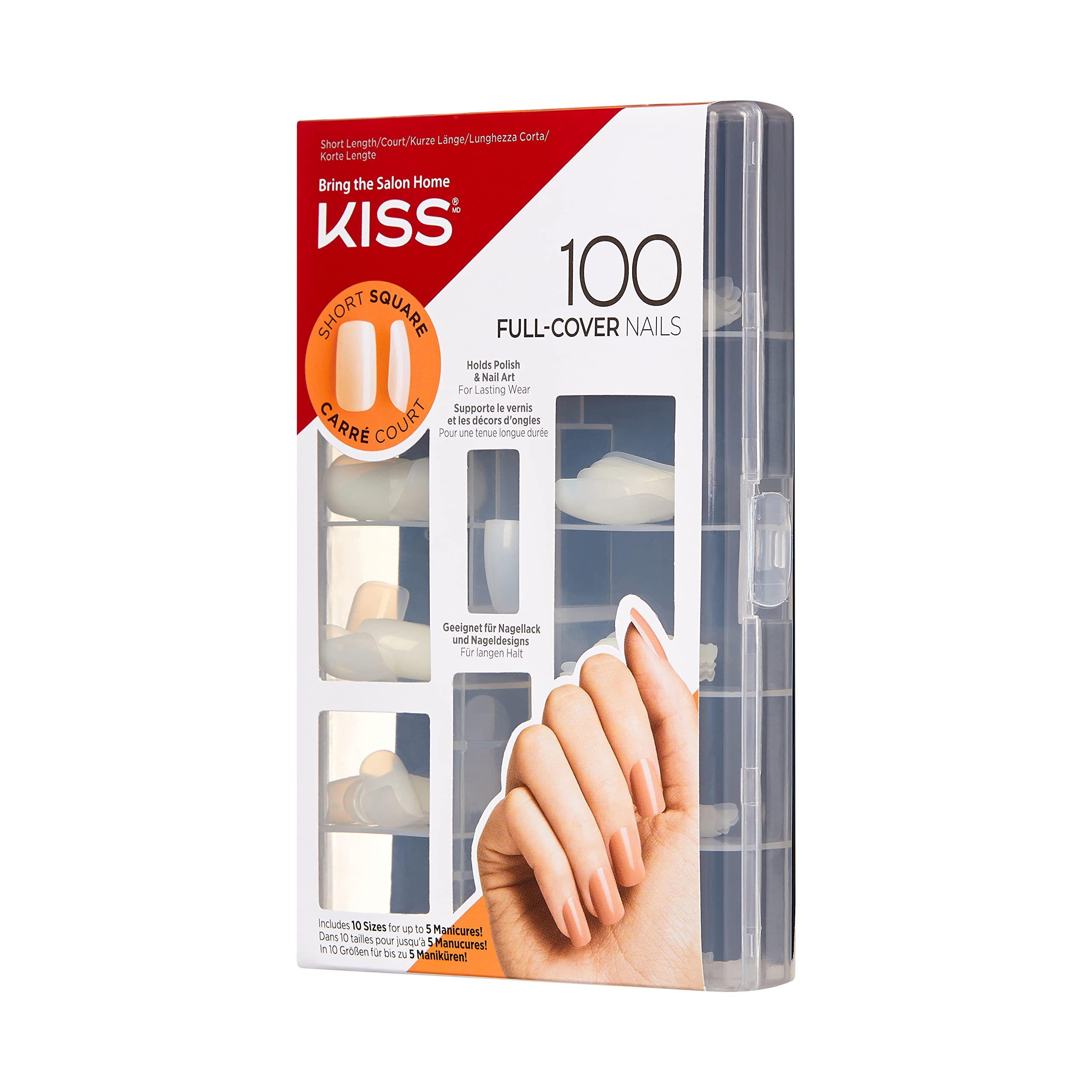Kiss Products 100 Full Cover Nails, Short Square, 0.24 Pound by Kiss Products