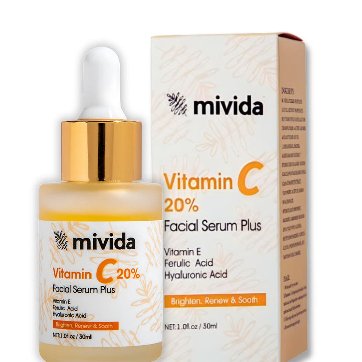 Premium 20% Vitamin C Facial Serum Plus Hyaluronic Acid+Ferulic Acid,+Vitamin E | Anti Aging & Anti-Wrinkle Brightening Serum For Face | Lightweight Maximum Strength Formula 1 fl oz