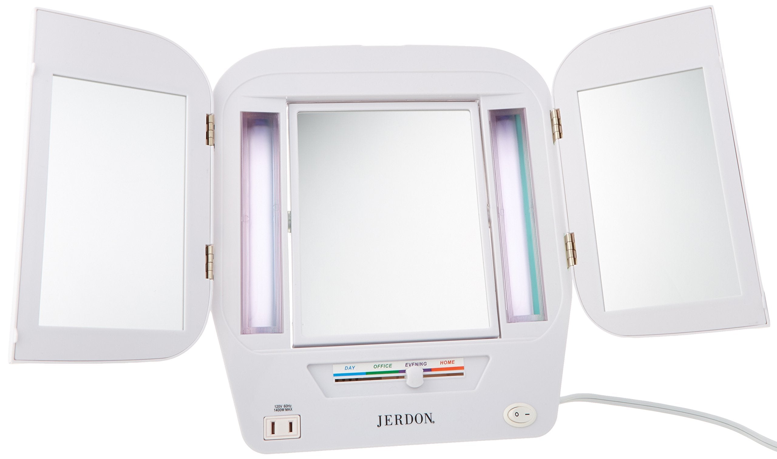 Jerdon JGL10W Lighted Makeup Mirror with 5X Magnification, White Finish, 11 x 3 x 12.5