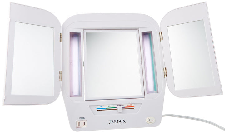 Jerdon JGL10W Lighted Makeup Mirror with 5X Magnification, White Finish, 11 x 3 x 12.5