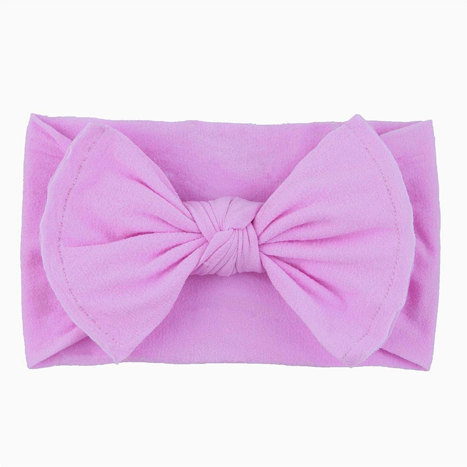 QandSweet Baby Nylon Headbands Newborn Bows Soft Head Wraps for Infant Toddler Girls 12-Pack