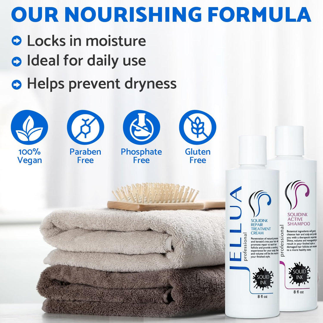 Jellua Squidink Active Shampoo and Repair Treatment Cream 8.0 Oz Duo