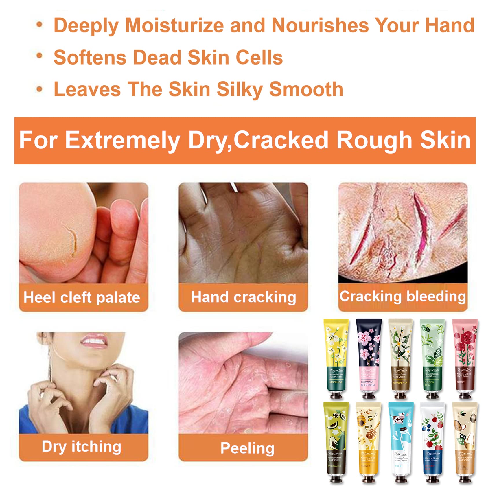 10 Pack Hand Cream For Chapped Hands,Natural Botanical Fragrance Hand Lotion,Mini Hand Cream For Working Dry Hands,Moisturizing Travel Size Hand Cream Set with Natural Botanical For Women- 30ml