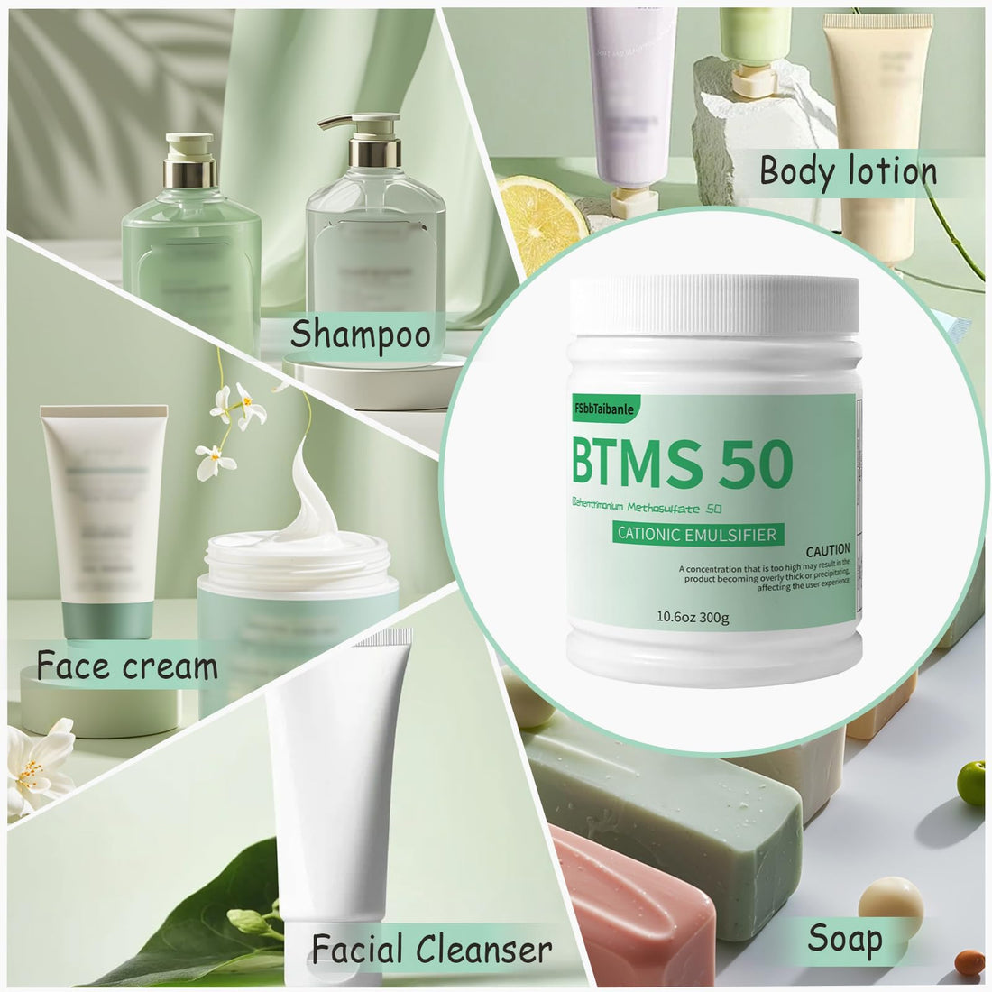 FSbbTaibanle 10.6 oz BTMS 50 Conditioning Emulsifier granules, 100% derived from plant-based,Ideal for Leave-in Conditioner, Lotions, Shampoos and More