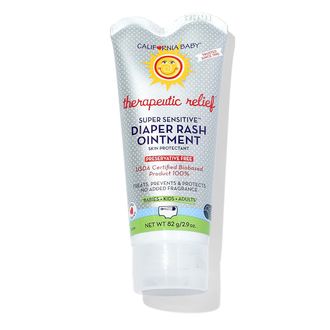 California Baby Super Sensitive Diaper Rash Cream | 100% Bio-Based | Zinc Oxide Ointment | Unscented Diaper Cream | Cloth Diapers Safe | 82 g / 2.9 oz