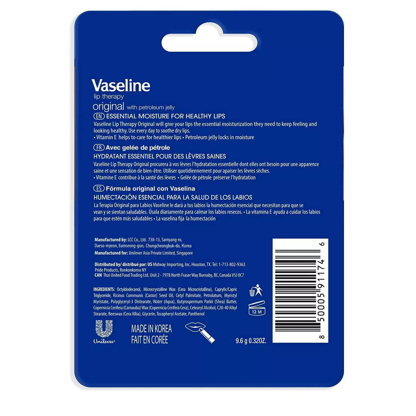 Vaseline Lip Therapy Stick, Original, 9.6g (Twin Pack)