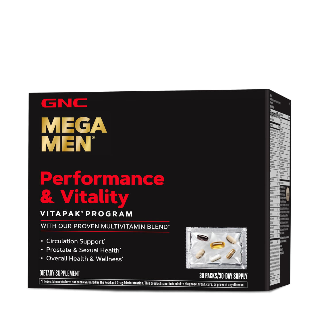 GNC Mega Men Performance & Vitality Vitapak | Overall Health and Wellness | 30 Count