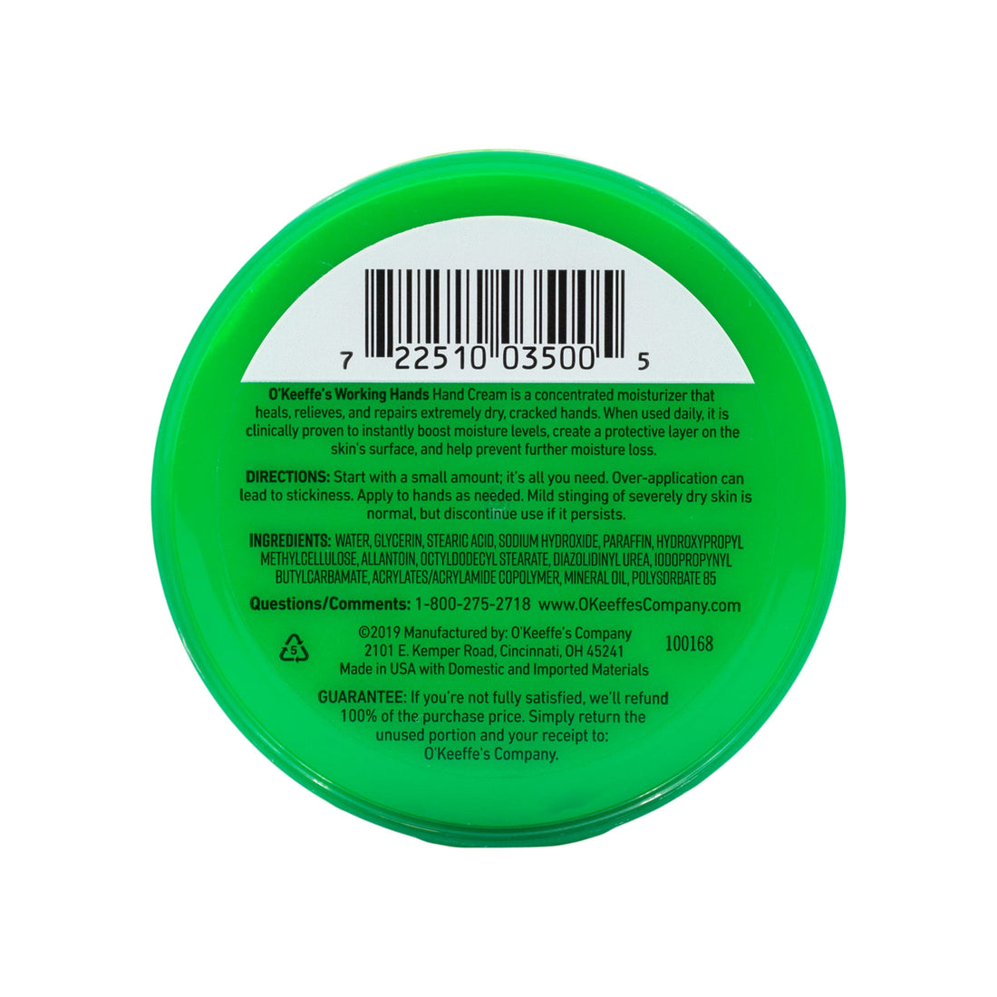 O'Keeffe's Working Hands Hand Cream for Extremely Dry; Cracked Hands; 3.4 Ounce Jar; (Pack 2)