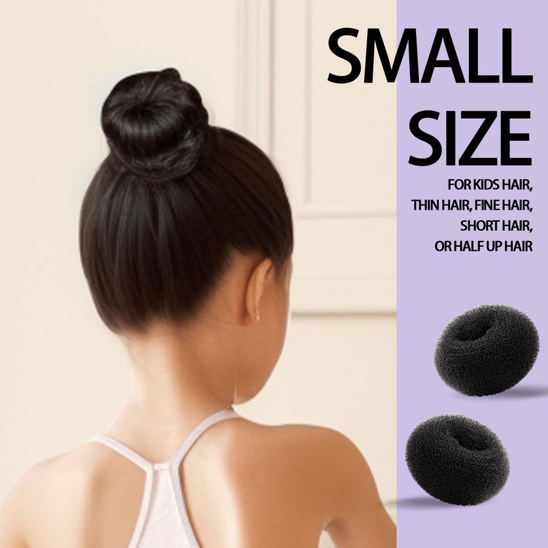 Teenitor Donut Hair Bun Maker Set, Hair Bun Shaper Set with Large, Medium, Small Hair Donuts For Buns, Hair Accessories For Girls, 5 Elastic Bands, Black