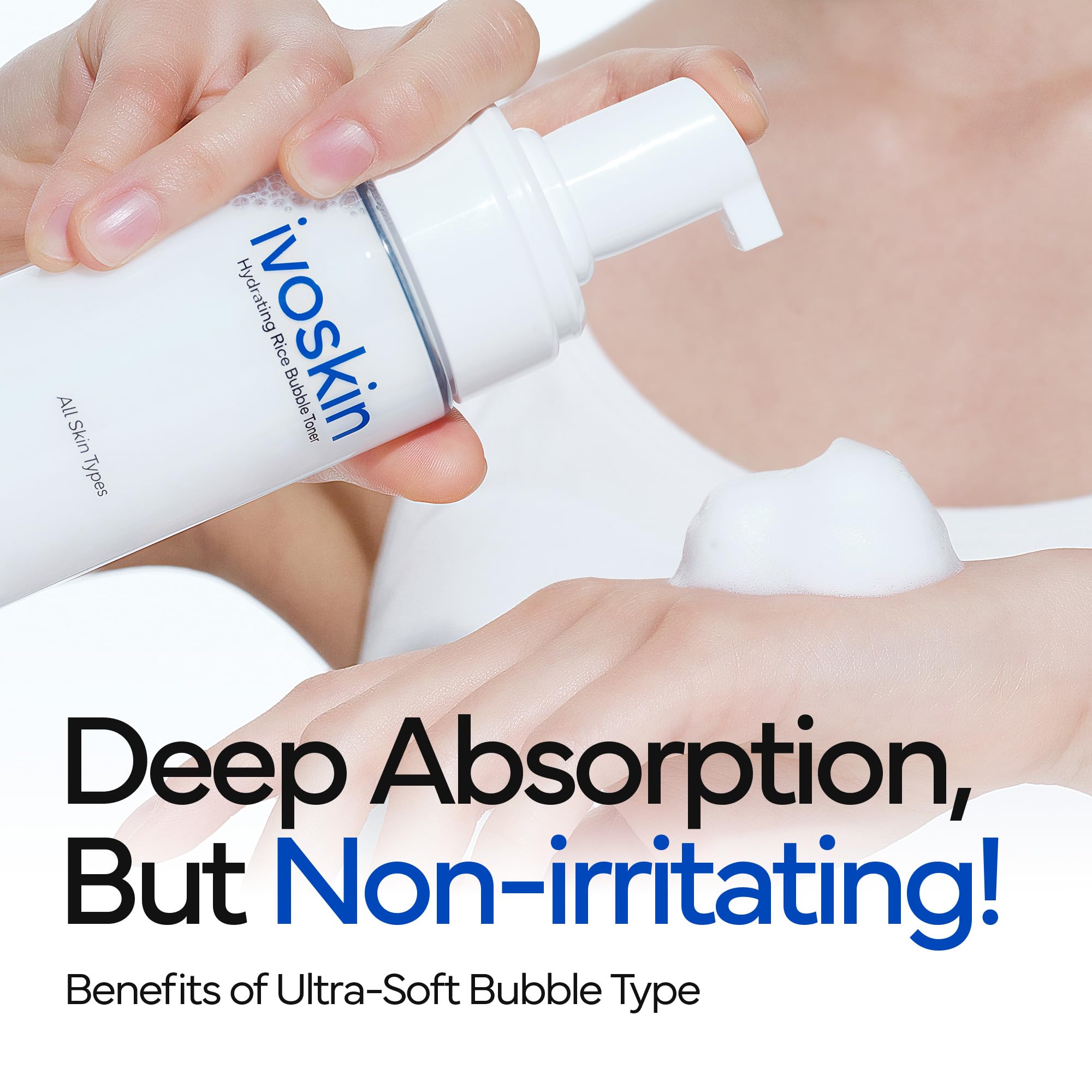 IVOSKIN Rice Milky Bubble Toner - Hydrating, Glowing Skin - Sensitive Skin - Niacinamide & Rice Extract (5.07fl.oz / 150ml)