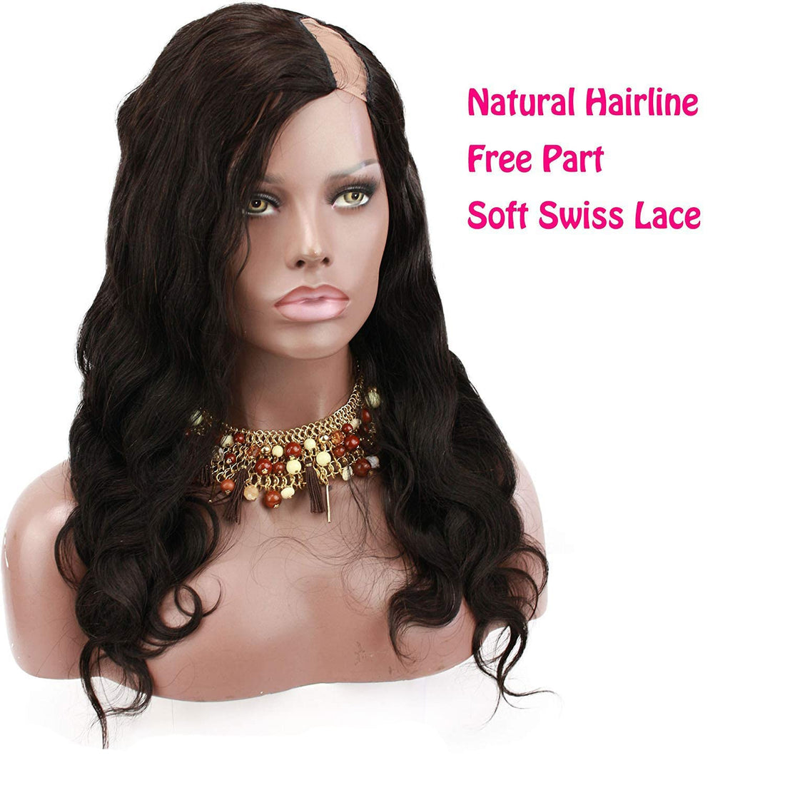 Rossy&Nancy 7A U Part Wig 100% Brazilian Remy Human Hair Body Wavy Free Part Natural Black Color 130% Density for Women 14inch by Rossy&Nancy