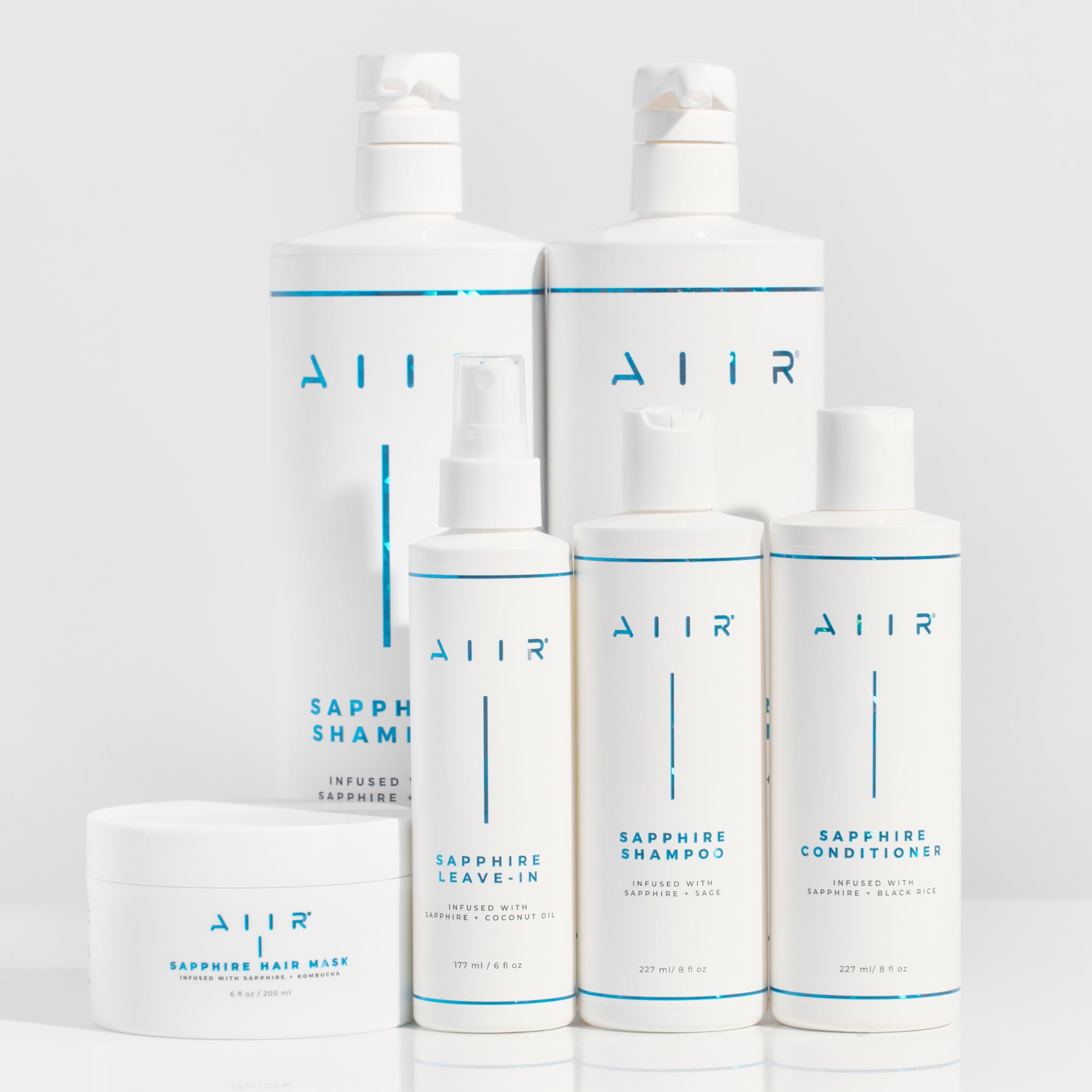 AIIR Sapphire Shampoo - Natural Hair Growth & Shine Formula - Crystal Infused, Vegan, Sulfate-Free, Color-Safe Professional Hair Care - 8 oz