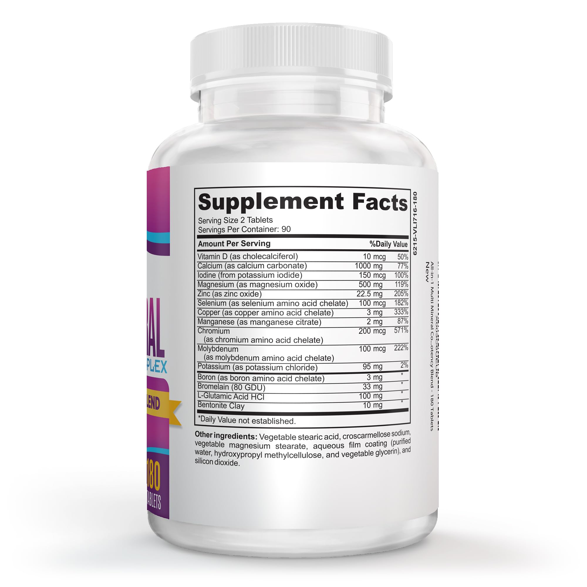 3-Month Multimineral Supplement Iron Free (All-in-1 Formula) Multi Mineral Complex with Trace Minerals - Natural Mineral Supplements - High Potency Multiminerals | 90-Day Supply | 180 Tablets