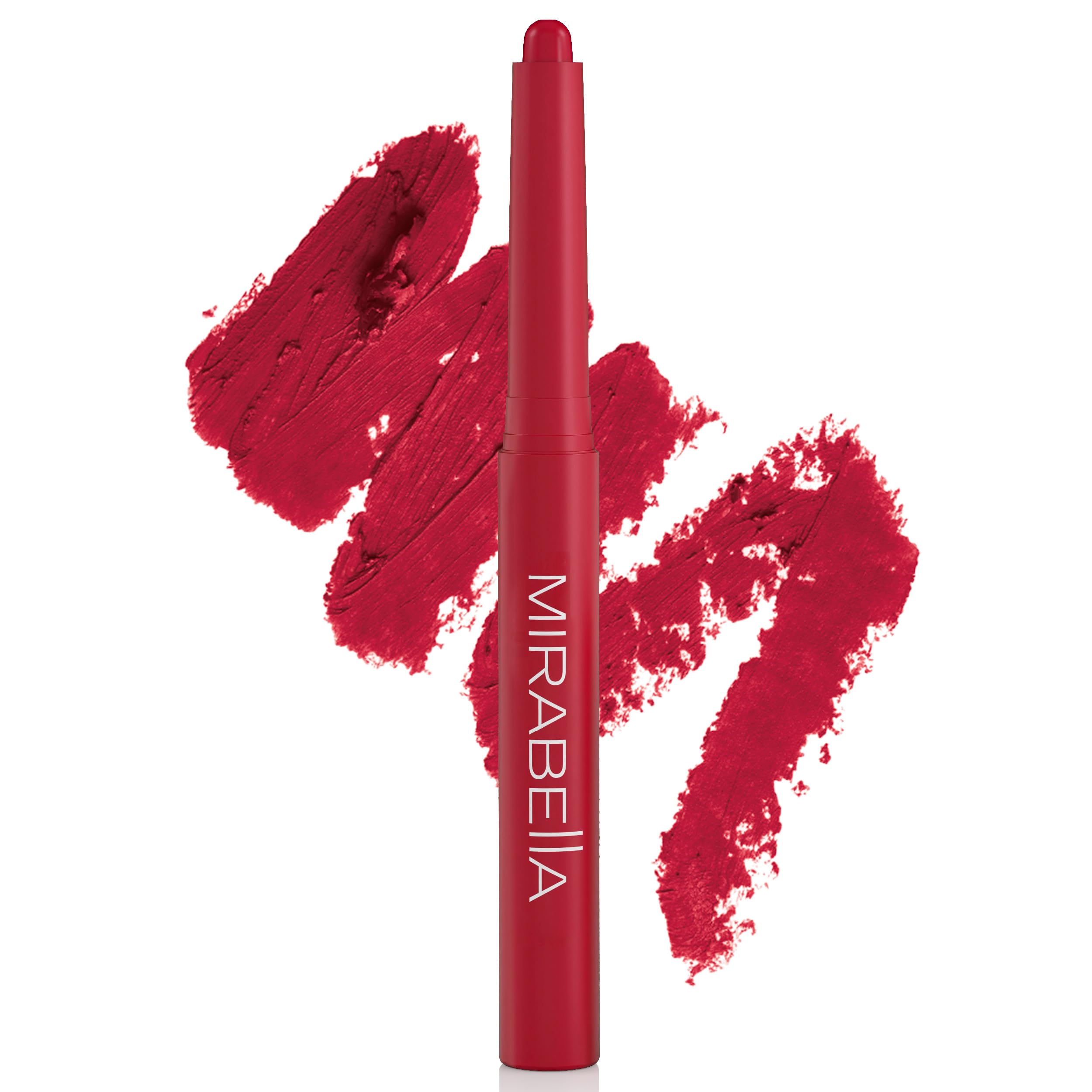 Mirabella Velvet Matte Lip Crayon - Long Lasting Lipstick Crayon & Lip Liner - Retractable, Highly Pigmented Lip Tint & Moisturizing Antioxidant Formula - Gameday Red