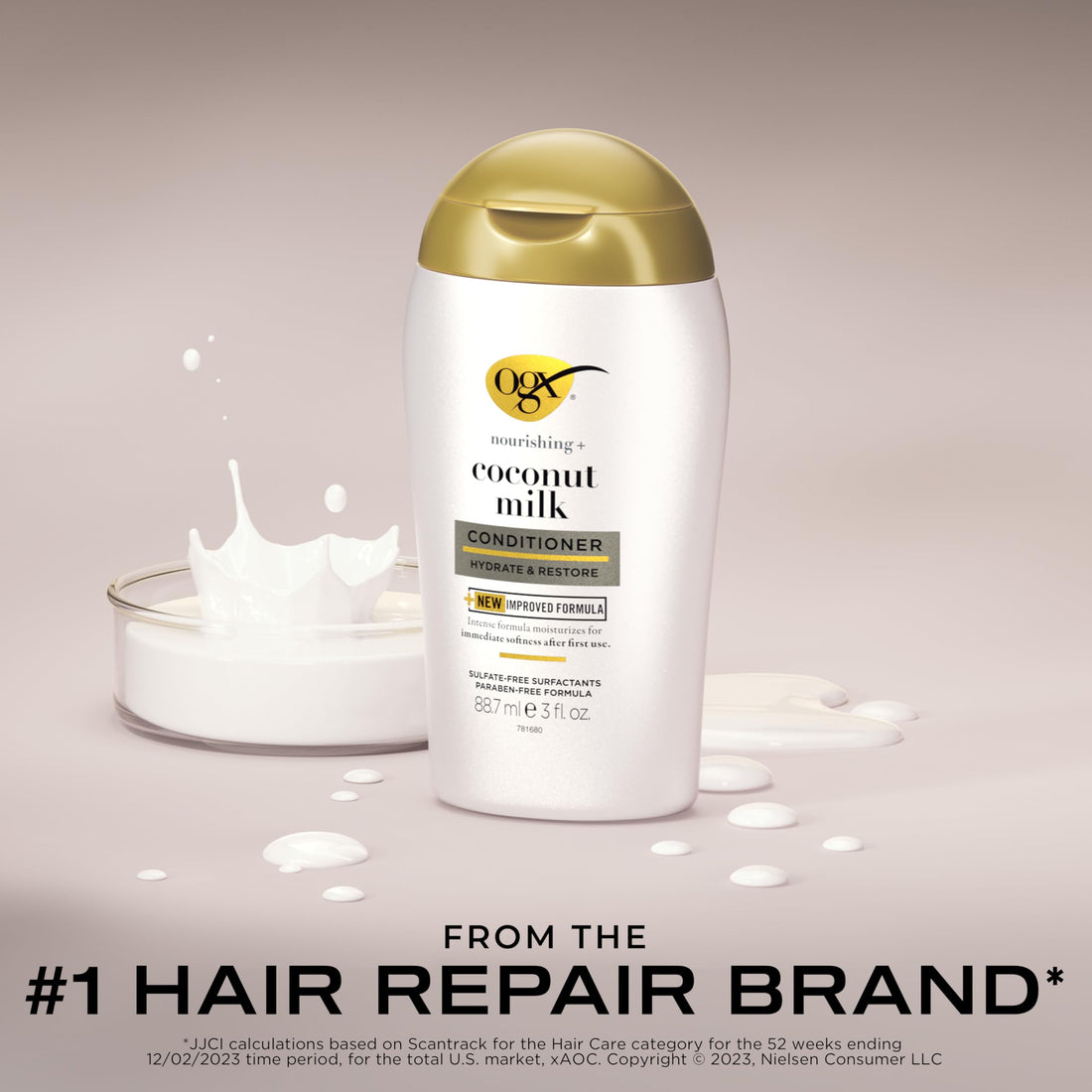 OGX Nourishing + Coconut Milk Moisturizing Conditioner, Hydrating & Restoring Conditioner Moisturizes for Soft Hair After the First Use, Travel Size, TSA-Compliant, 3 fl. oz