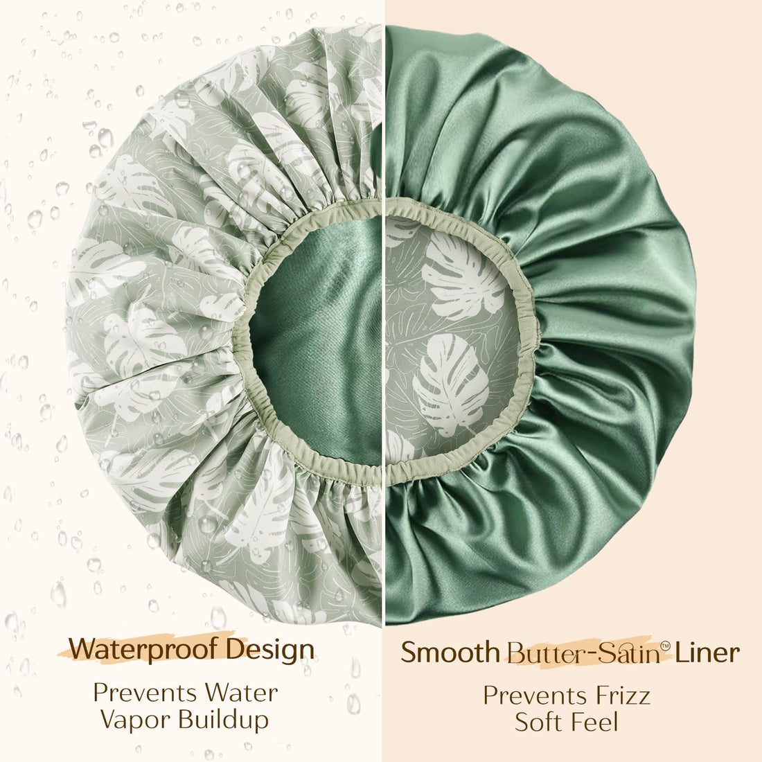 Yanibest Shower Cap for Women - Hair Satin Bonnet Shower Cap for Women Waterproof Extra Large Double Layer Reusable Adjustable for Braids Long Hair