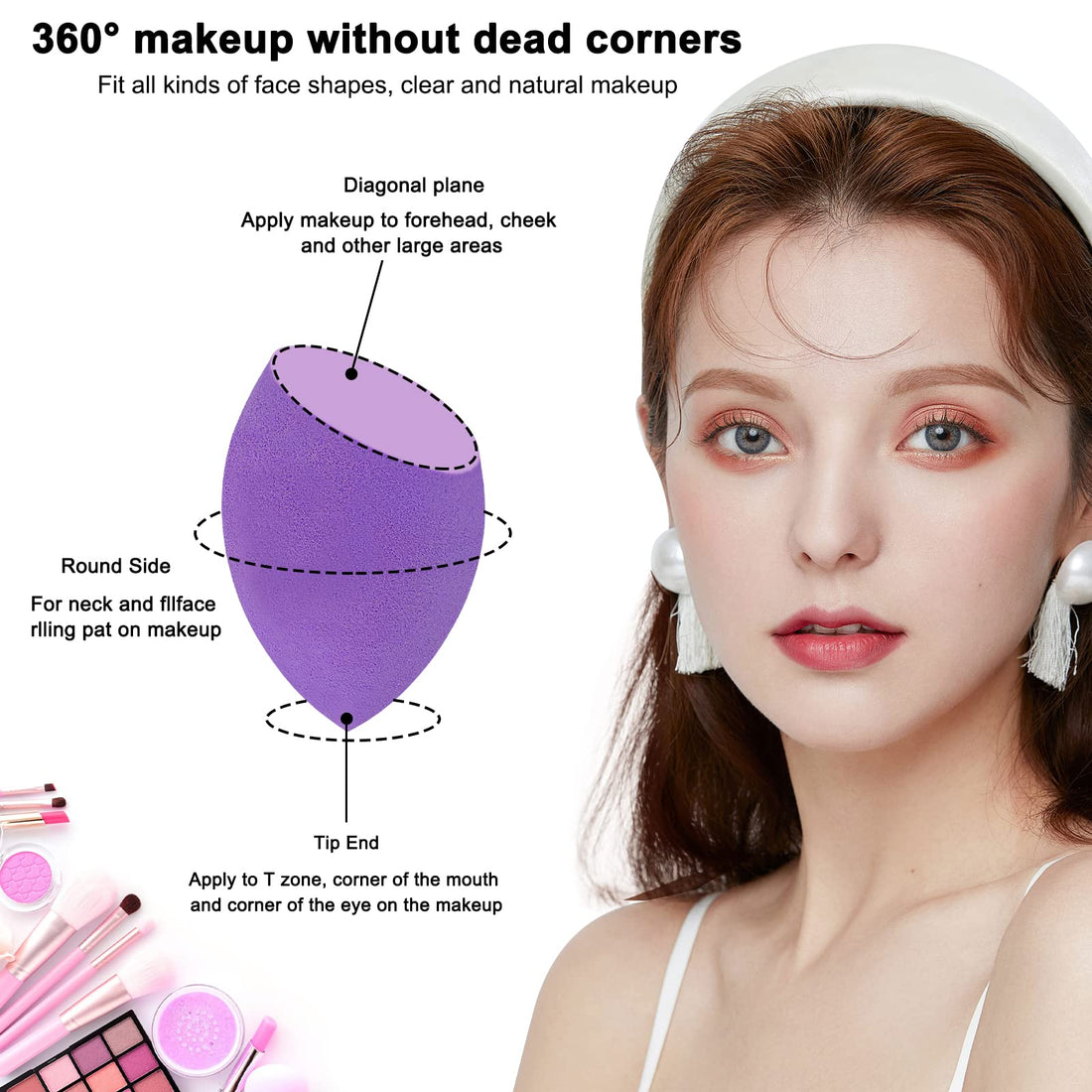 12 Pieces Professional Makeup Sponge Set,Latex Free Flawless Soft Setting Face Puffs,Multicolor Makeup Blending Sponge Cosmetic Applicator for Powder,Liquid,Facial Makeup Tools