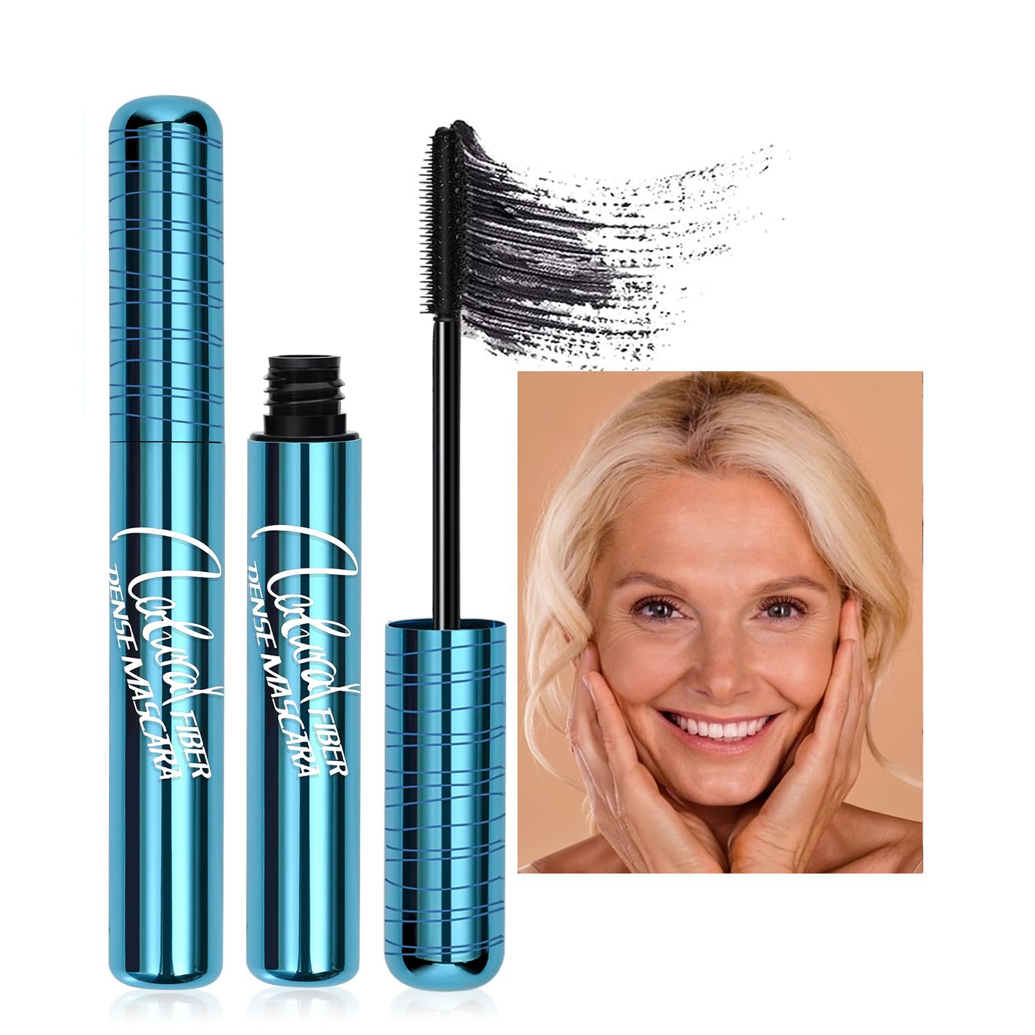 Mascara for Older Women - Volumizing Waterproof Hypoallergenic Black Mascara for Thinning Lashes & Sensitive Eyes, Smudge-Proof Formula (1 Pack)