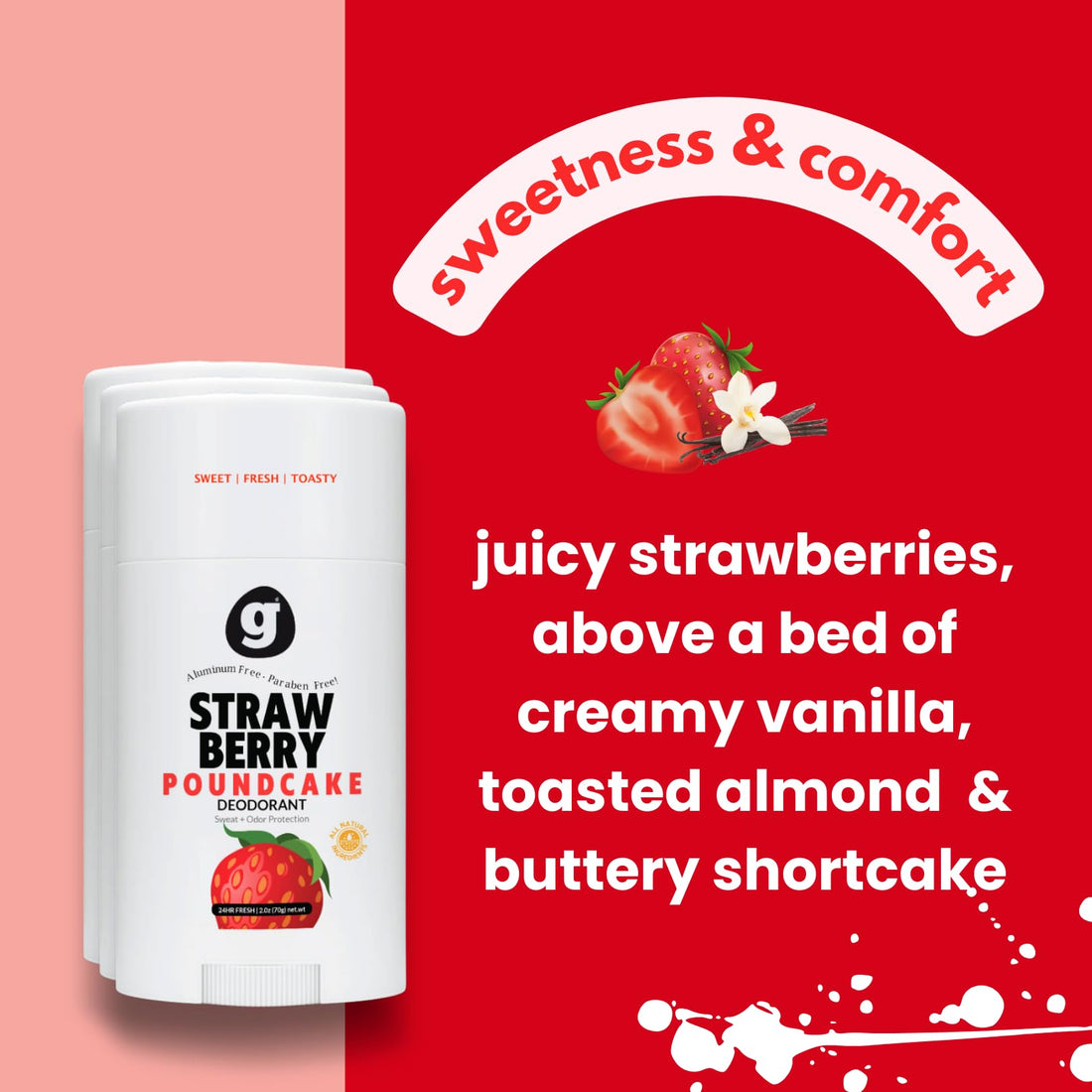 STRAWBERRY + VANILLA Girls Deodorant Ages 8+ (California Girl) Twin Pack