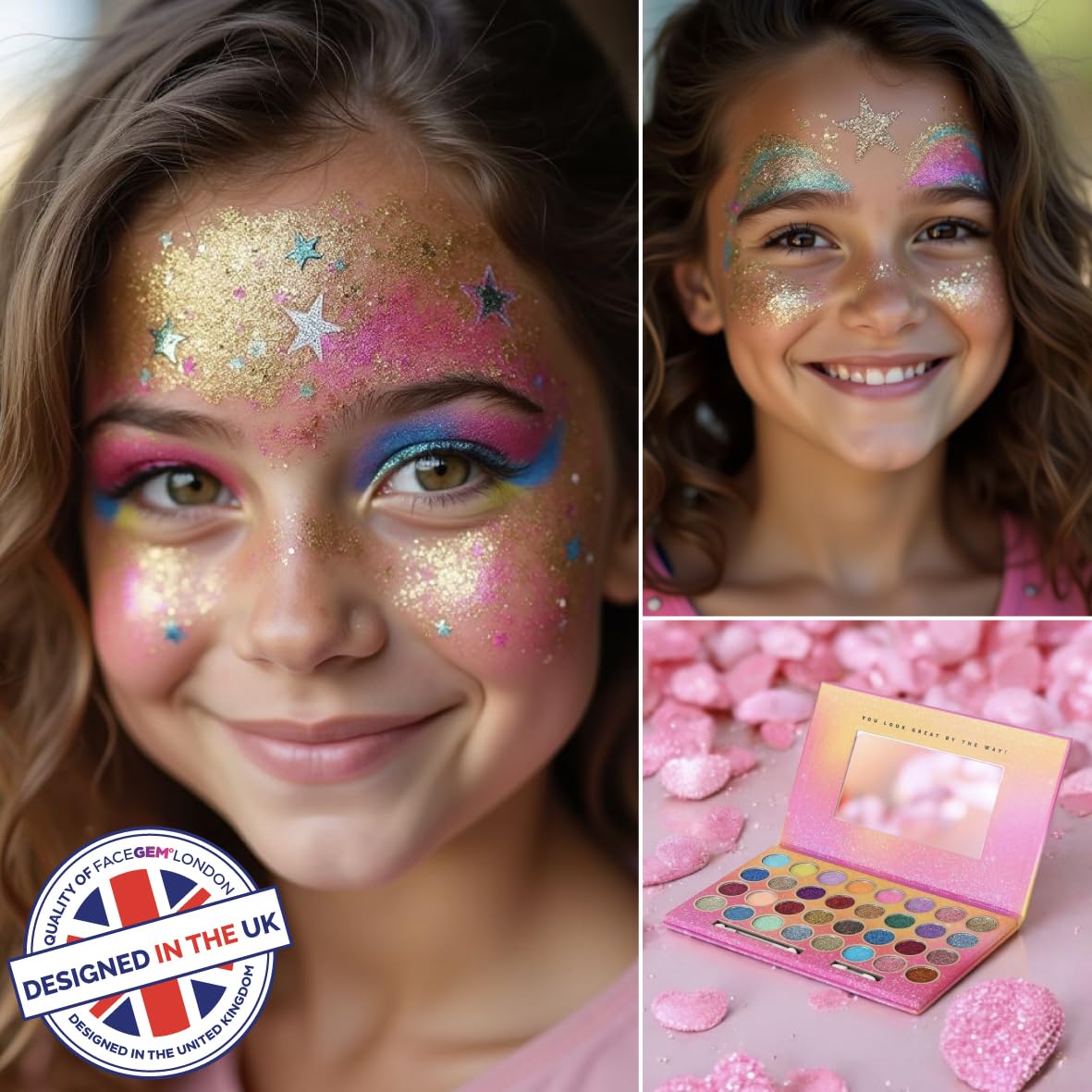 32 Colours Glitter Eyeshadow Palette, Make-Up Palette, Face and Body Glitter, glitter tattoos, festival accessories, Glitter Artistry Palette, Eye Shadow pallets for Women Girls Kids