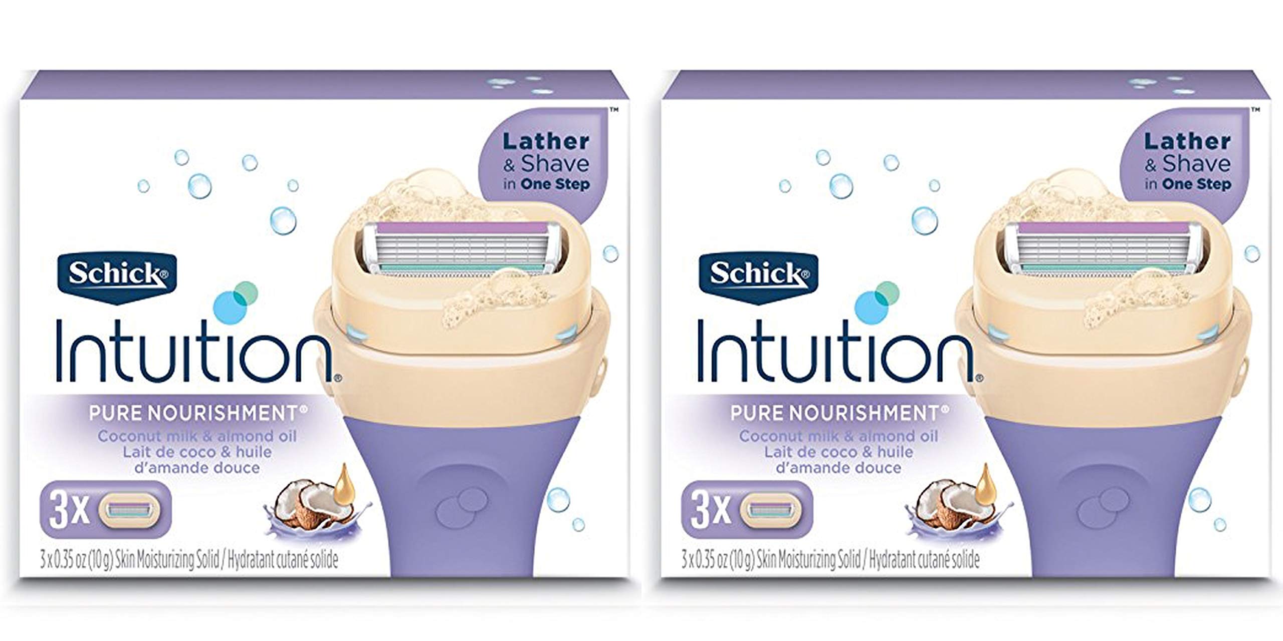 Schick Intuition Pure Nourishment Coconut Milk & Almond Oil Razor Blade Refill Cartridges, 6 count