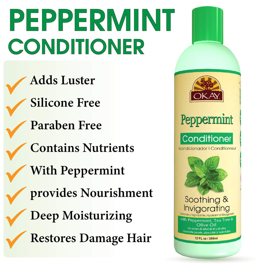 Okay Peppermint Soothing and Invigorating Conditioner, 12 Ounce