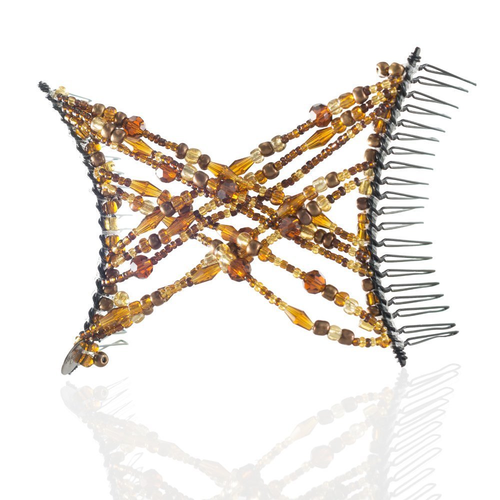 Medium , Tortoise : HairZing Double Cross Hair Comb, Hair Accessory Perfect for Easy Ponytails, UpDos and Twists, Tortoise Brown, Medium