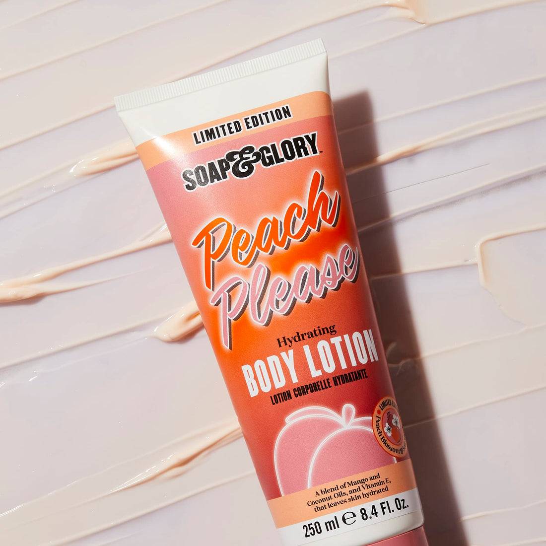 Soap & Glory Peach Please Body Lotion - Peach Blossom Body Lotion for Dry Skin - Formulated with Coconut and Almond Oil, Vitamin E, Shea Butter and Green Tea Extract (250ml)