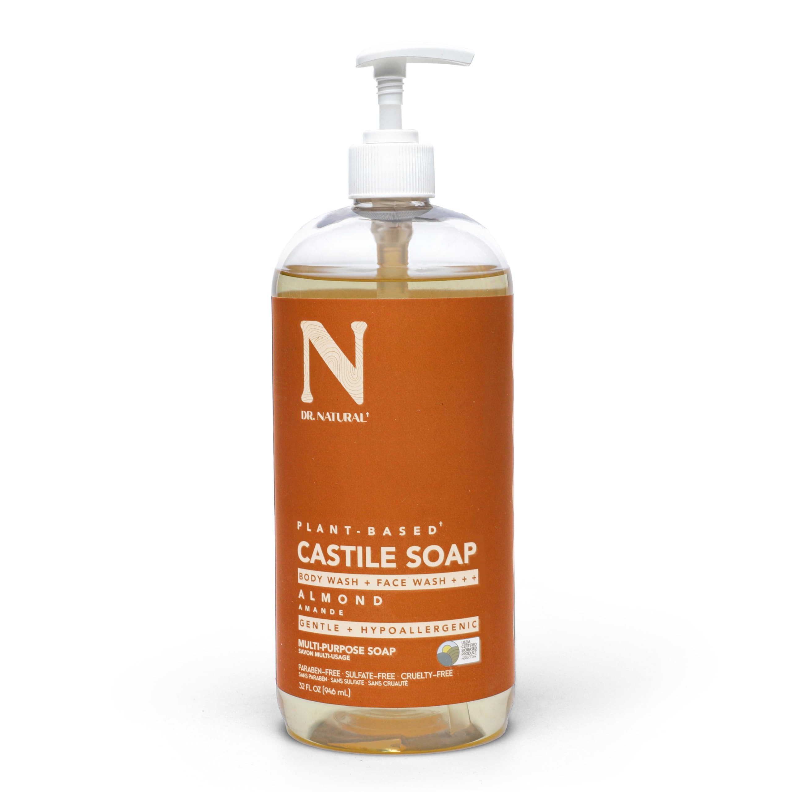 Almond, Almond : Dr. Natural Pure-castile Liquid Soap, Almond, 32 Ounce
