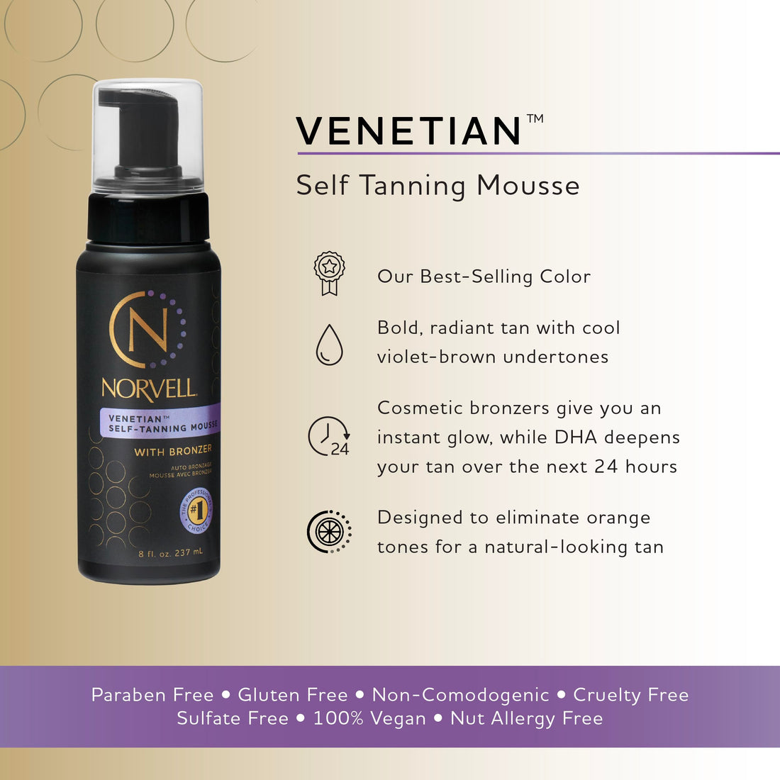 Norvell Professional Venetian Sunless Mousse 8 Oz