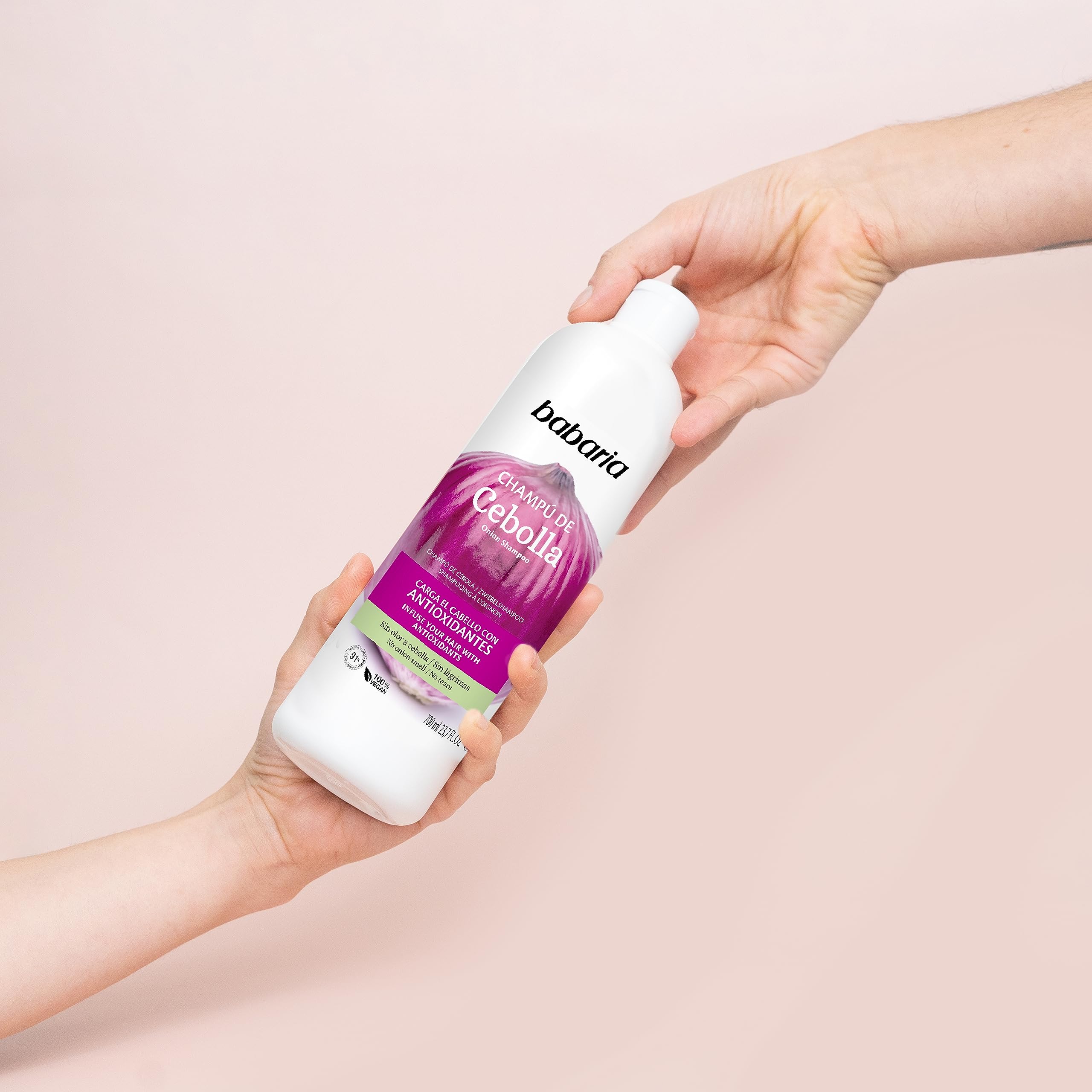 Babaria Onion Shampoo - No Smell, No Tears - Purifying and Antioxidant Properties - Improves Hair Growth - Increase Hydration and Shine - Reduce Itchy Scalp, Dandruff, and Frizz - 23.66 oz