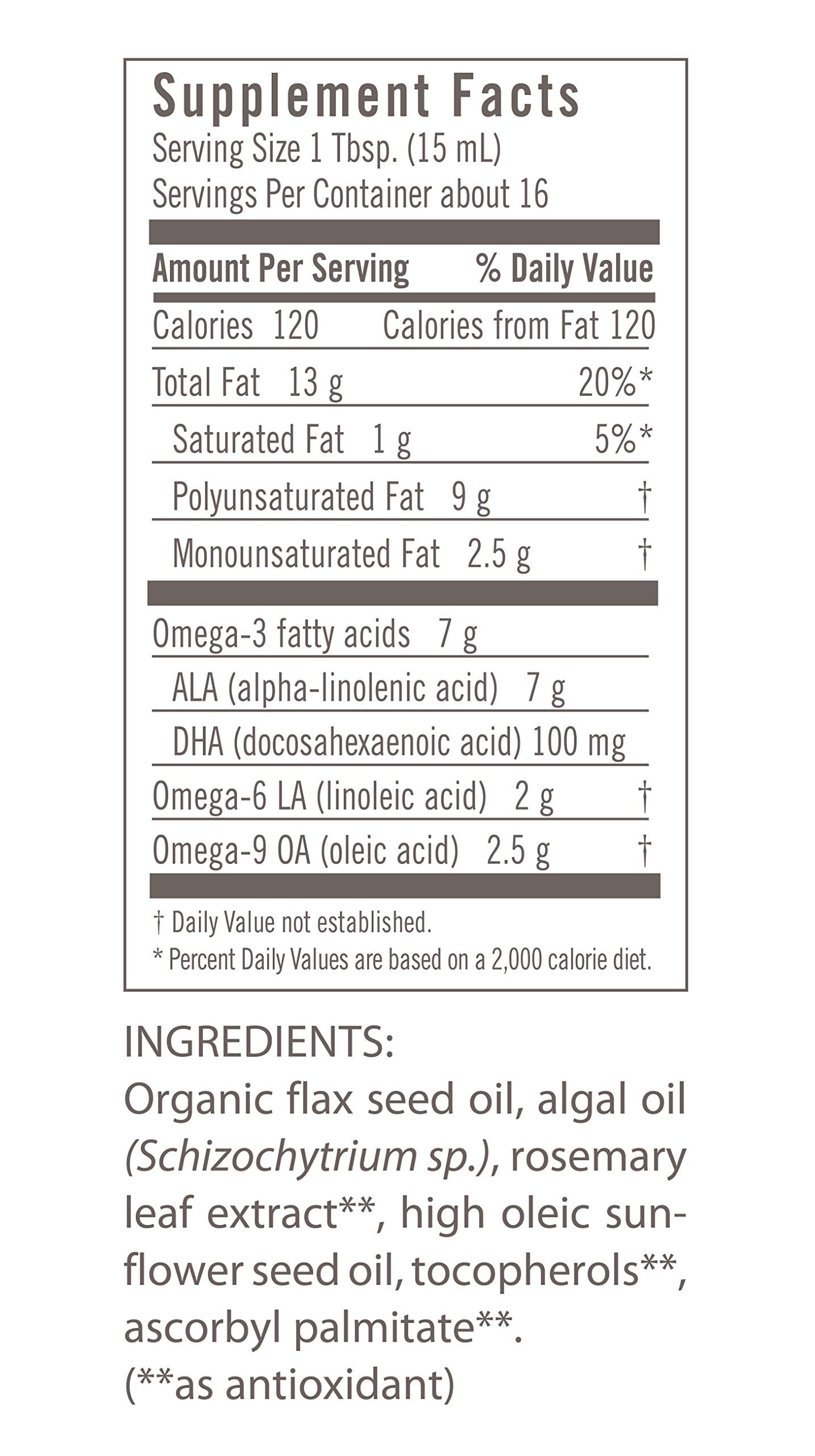 Flora Health Certified Organic DHA Flax Seed Oil, Cold Pressed, Unrefined & Gluten Free with Essential Fatty Acids, Unmodified Flaxseed Oil, 8.5-fl. oz. Glass Bottle