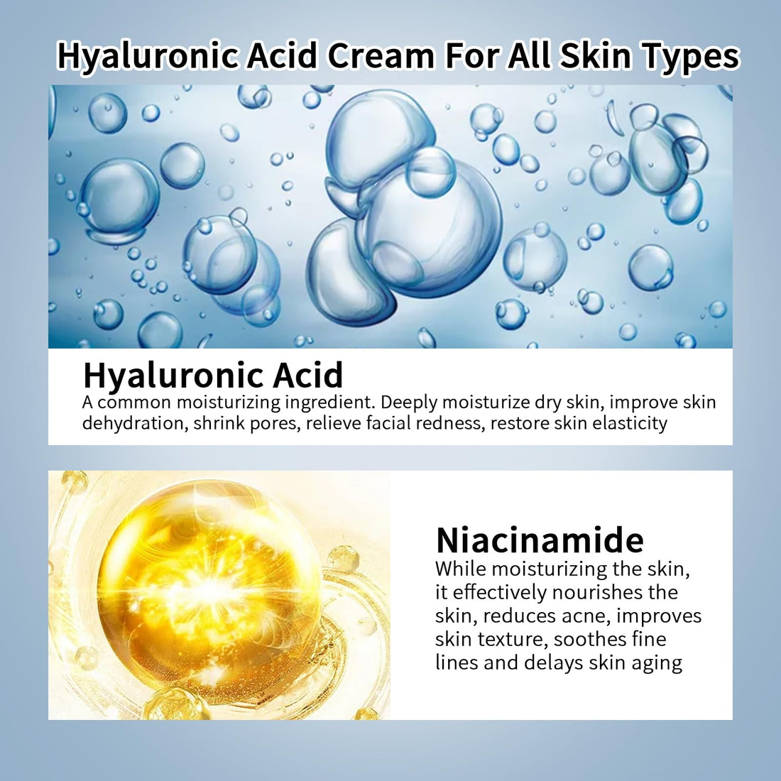 MIZEEYE Hyaluronic Acid Moisturizer For Face, 3.52 oz / 100ML Hyaluronic Acid Cream For Dry & Sensitive Skin, Moisturizing Face Cream For Daily.