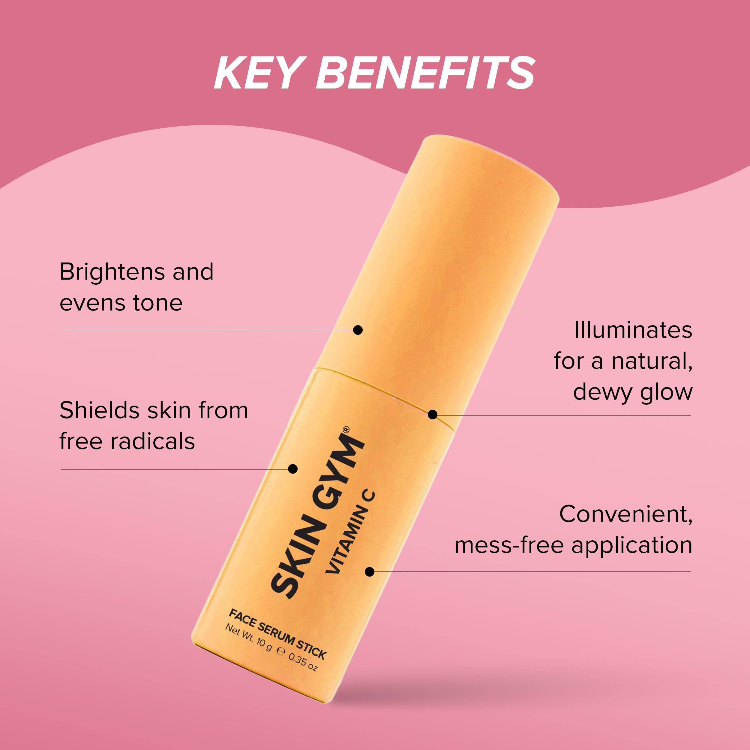 Skin Gym Vitamin C Face Serum Stick, Daily Moisturizing Stick for Face, Formulated with Ascorbic Acid and Niacinamide for Even Tone, Texture, and Radiant Skin