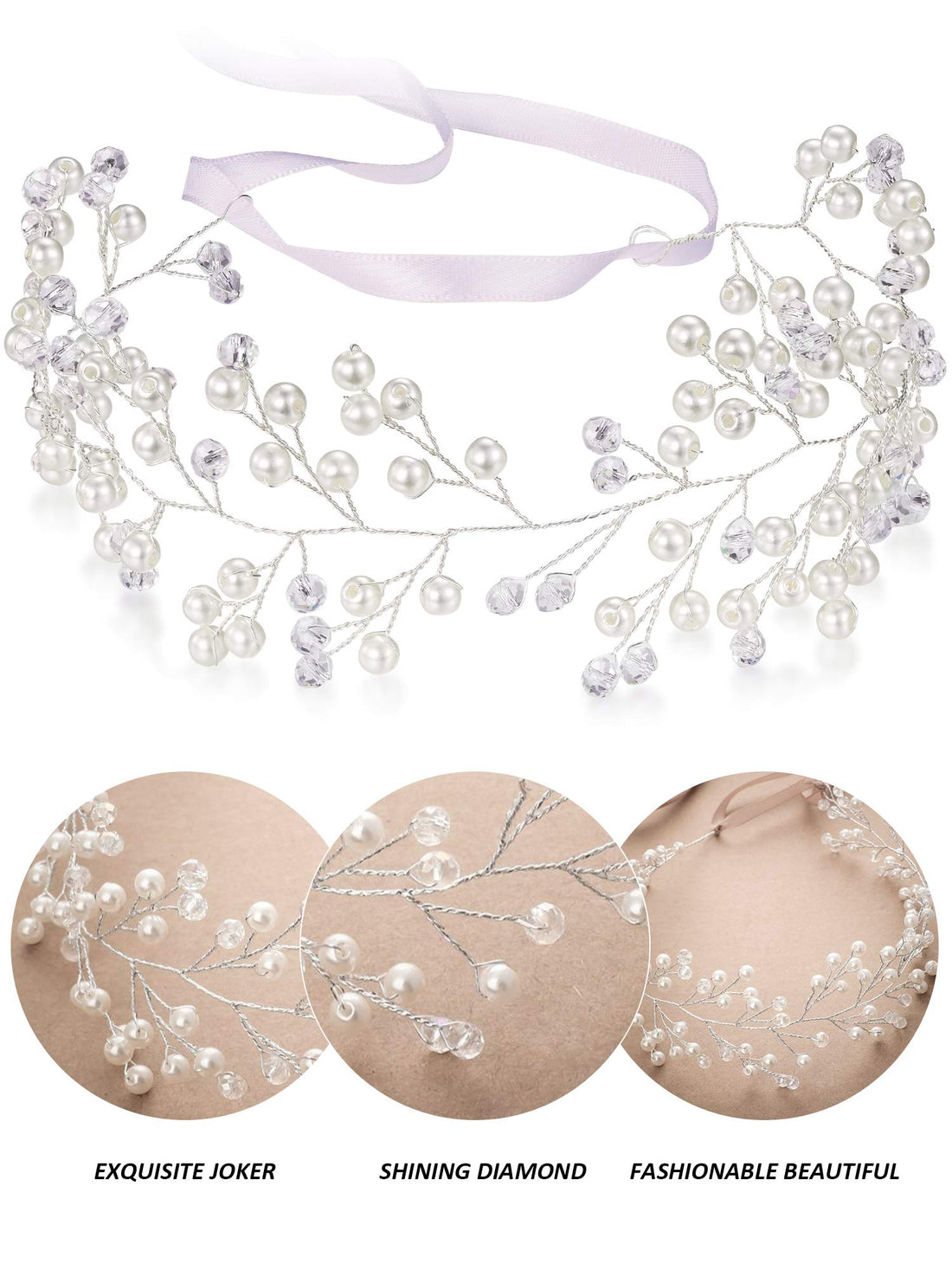 WILLBOND 2 Pieces Flower Girls Headpiece Princess Wedding Faux Pearls Rhinestone Headband Bridal Crystal Hairband Tiara for Flower Girls Toddler Crown Wedding Party Hair Accessory