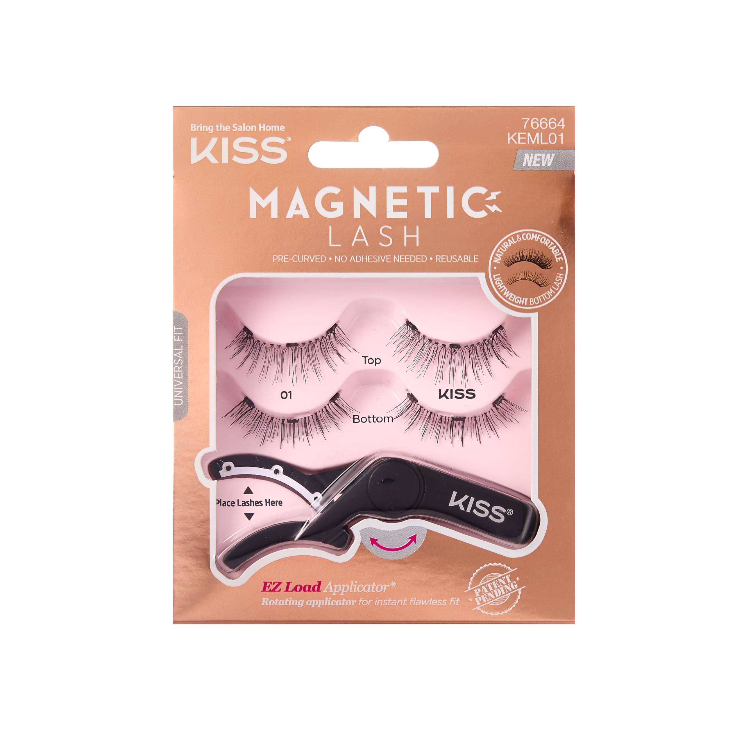 Kiss Magnetic Lash No.1 With Applicator, (1 Pack)