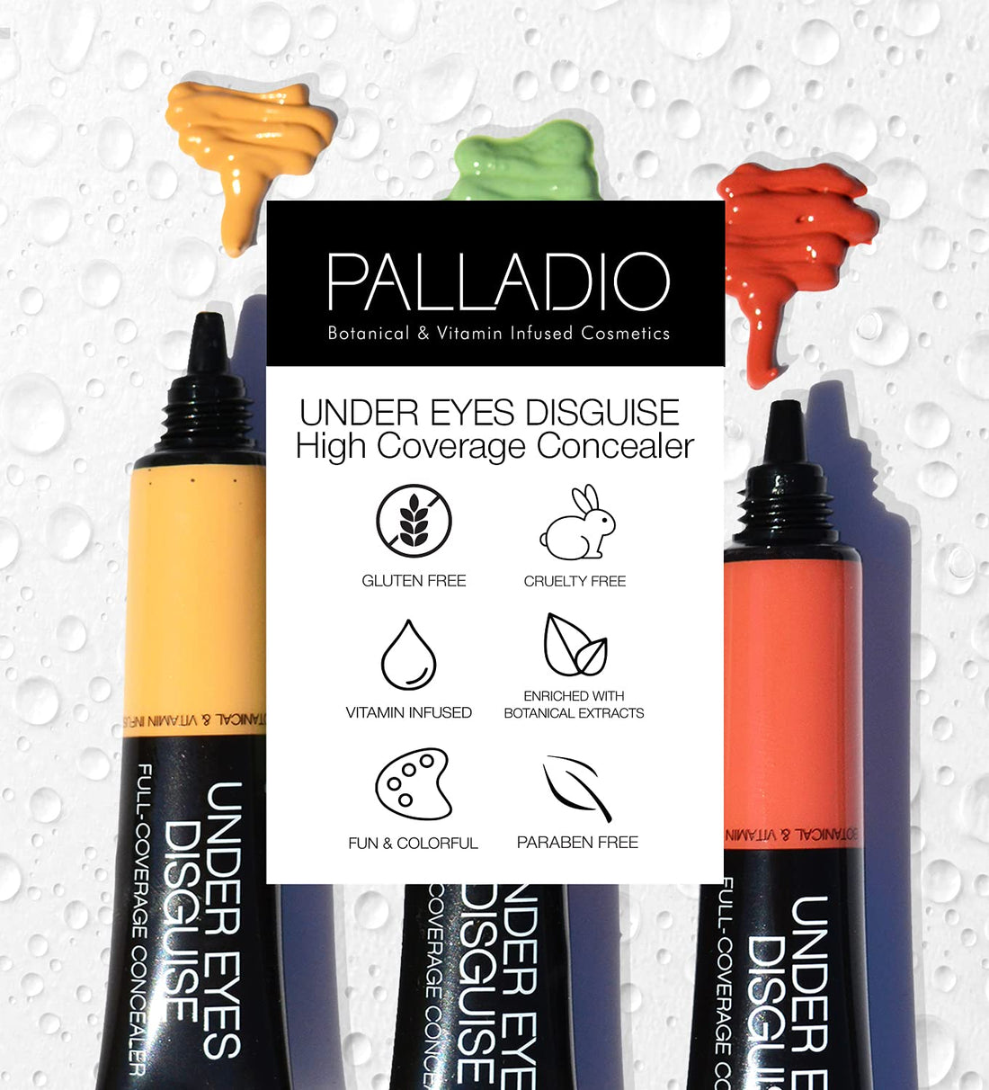 Palladio Beauty Under Eye Concealer - Medium to Dusky Skin, Full Coverage Long Wear Dark Circles Corrector, Dark Brown Frappe Color - 10 g