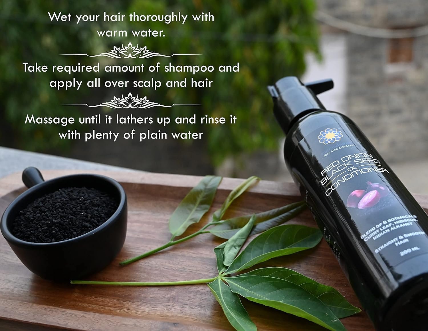 AYURVEDASHREE Botanical Conditioner - Red Onion, Black Seed, Argan, Coconut, Neem, Hemp, Amla & Aloe Vera | Deep Conditioning for Dry, Thin & Damaged Hair | 200 ML - 6.76 fl oz