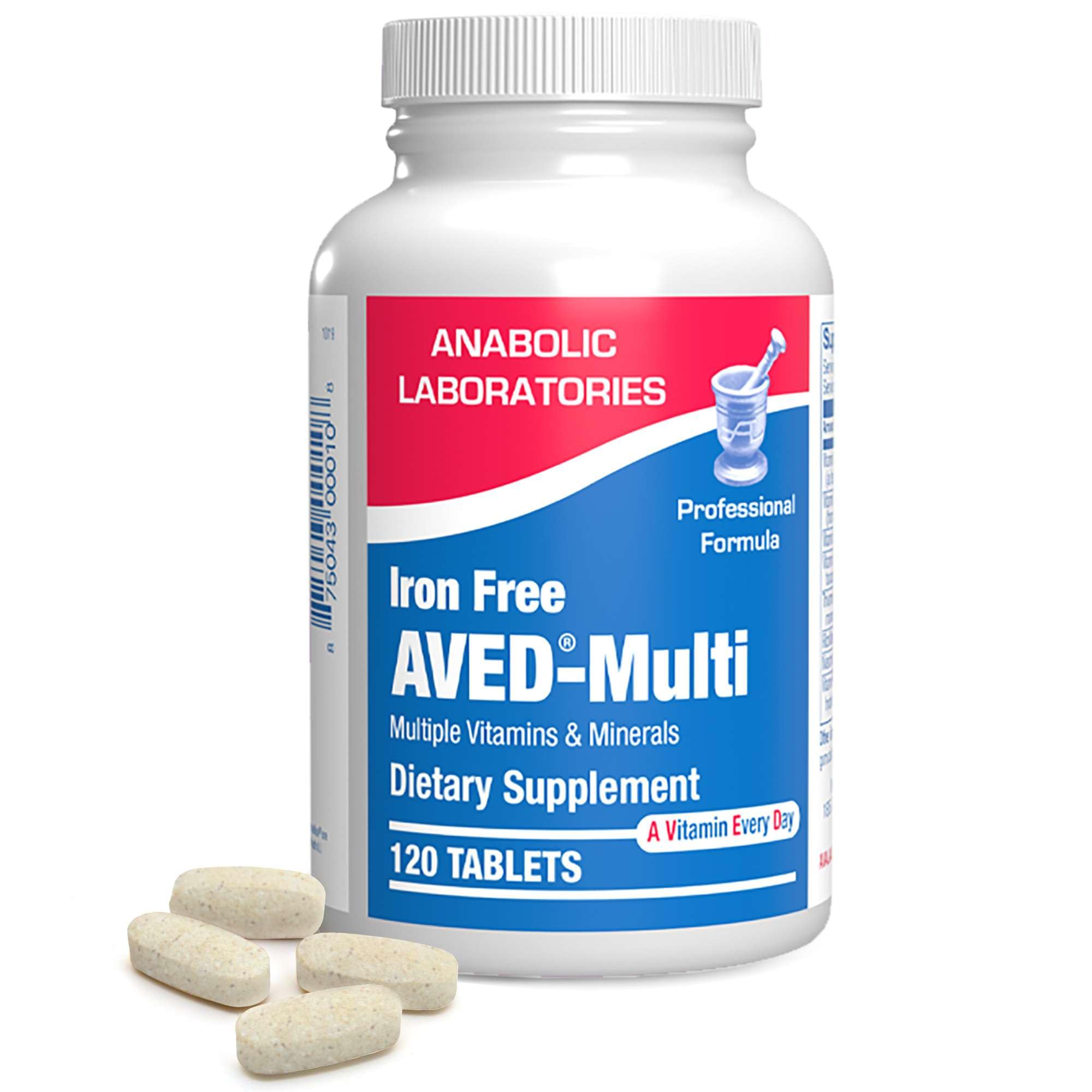 Iron Free Daily Multivitamin for Men and Women, 120 Tablets - AVED Daily Multi Vitamin and Minerals Health Supplement - Vitamins A, C, D, E, Vitamin B Complex, Zinc, Calcium, Magnesium, More