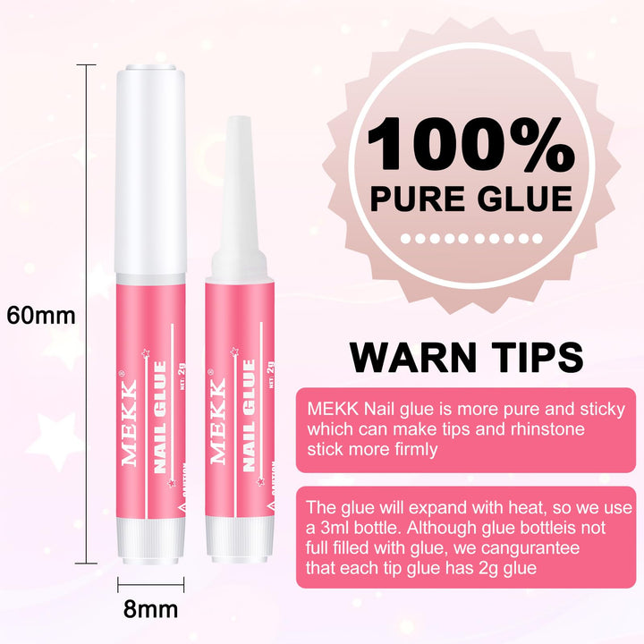 MEKK Nail Glue,Super Strong & Long-Lasting Nail Glue for Acrylic Nails,Press Ons & Nails Tips,Professional Adhesive for Nail Art Supplies,0.07OZ/PCS (24PCS)