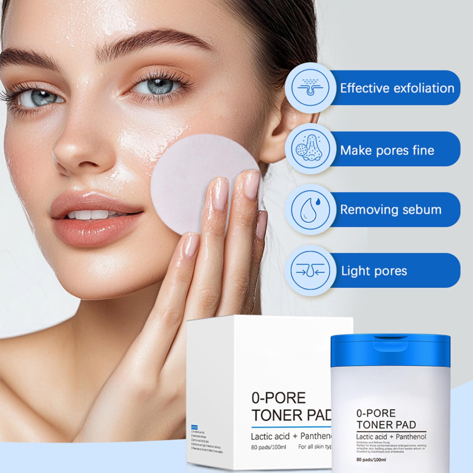 Zero Pore Pads Korean Skin Care - Facial Toner Pads for Exfoliation & Care - Gentle Exfoliating Pad for Face With 4.5% AHA & 0.45% BHA, Pore Minimizer (80 Piece)