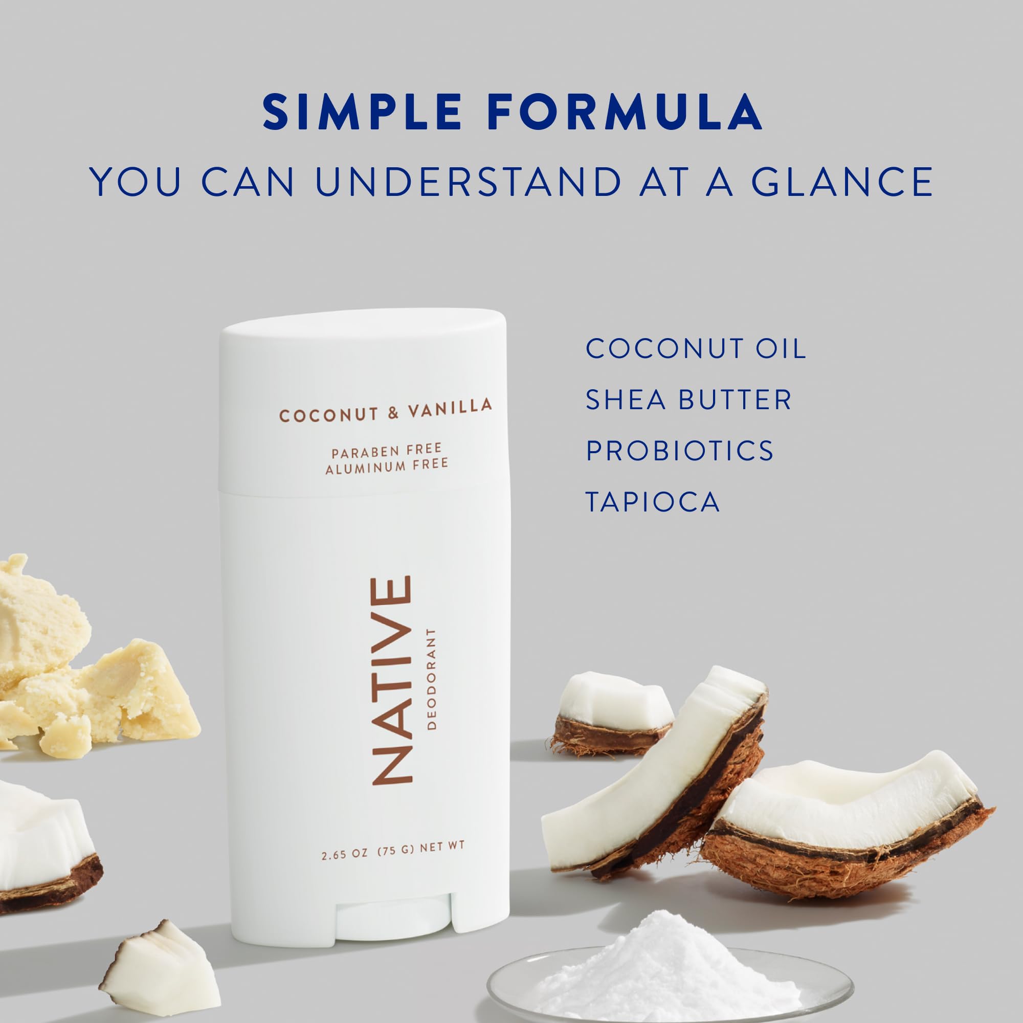 Native Deodorant - Natural Deodorant - Vegan, Gluten Free, Cruelty Free - Free of Aluminum, Parabens & Sulfates - Born in the USA - Coconut & Vanilla