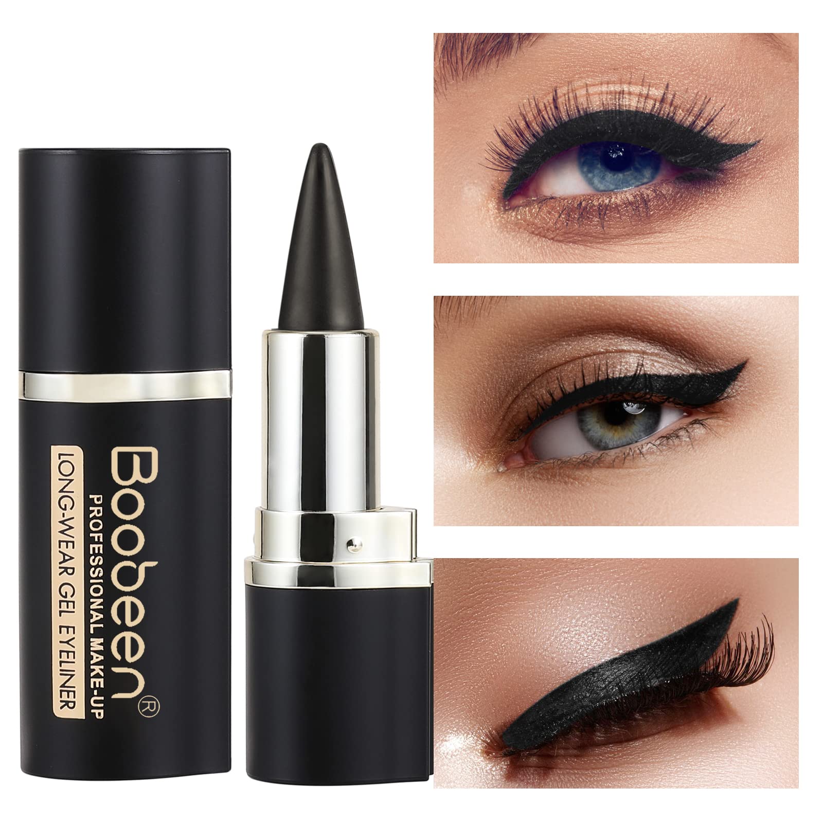 Boobeen Eyeliner Pencil - Black Eyeliner Pen Gel - Quick Drying Formula Eye Liner - Waterproof Smudge-proof All Day Eyeliner Makeup - Long Lasting Create Statement Eye Look (Dark grey)