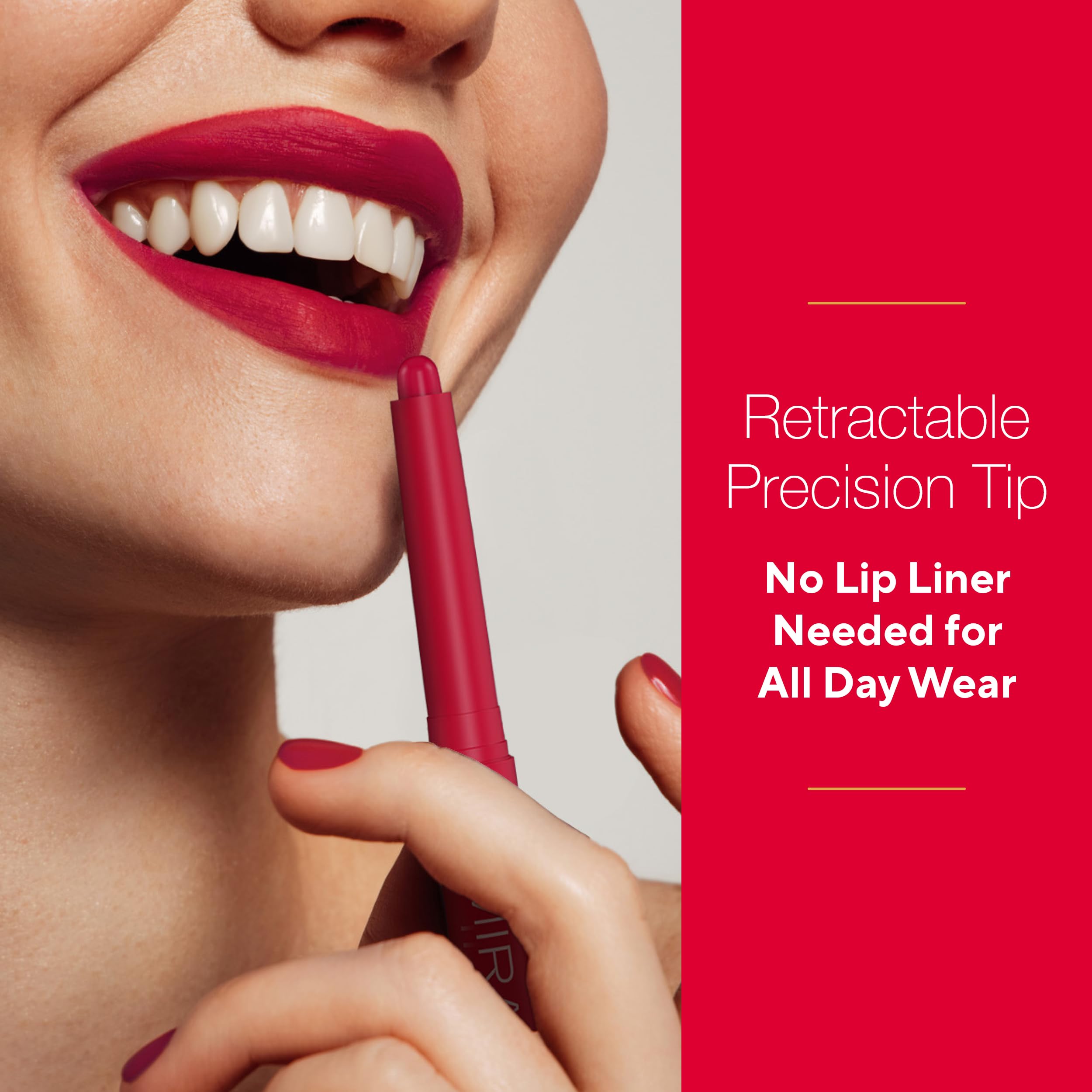 Mirabella Velvet Matte Lip Crayon - Long Lasting Lipstick Crayon & Lip Liner - Retractable, Highly Pigmented Lip Tint & Moisturizing Antioxidant Formula - Gameday Red