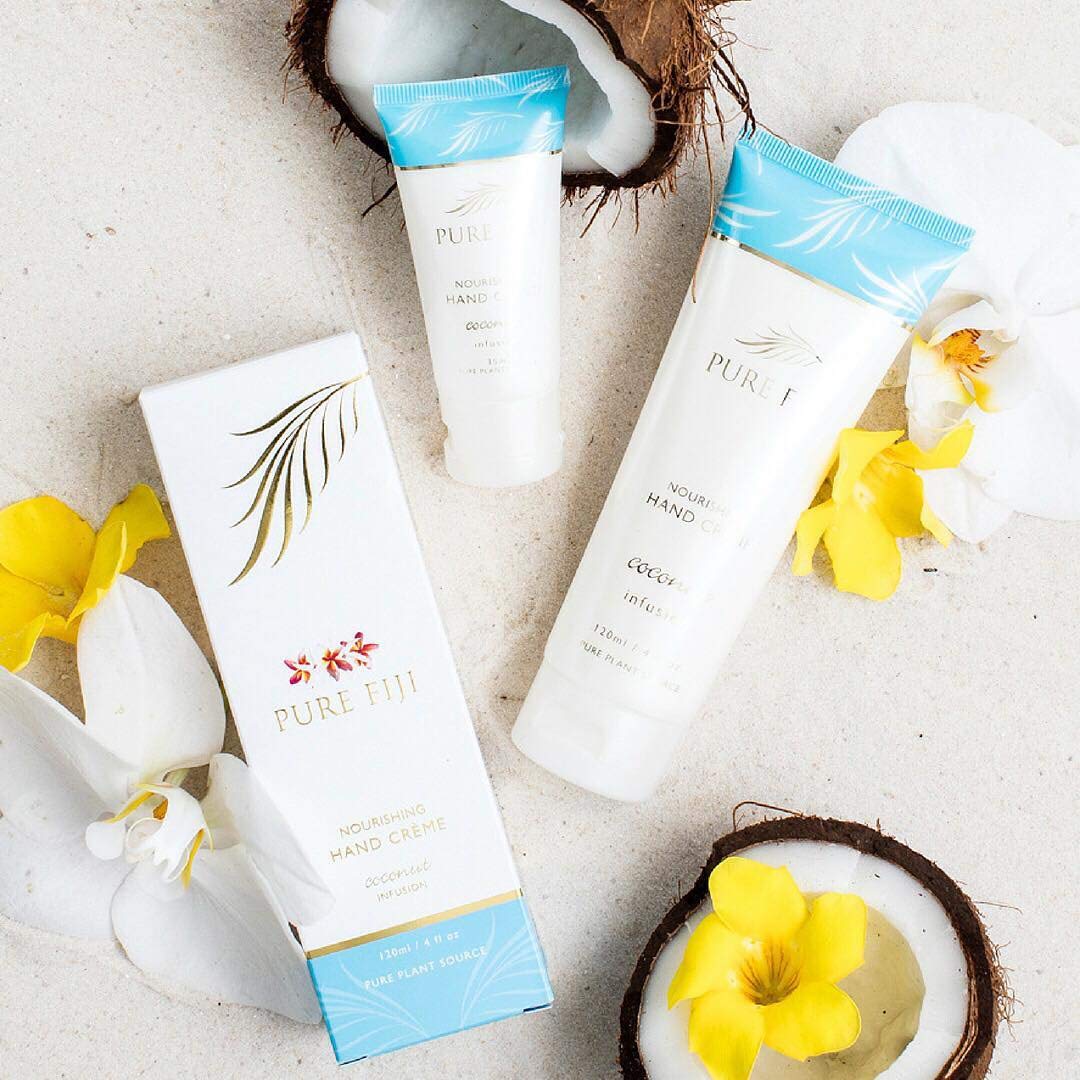PURE FIJI Nourishing Hand Cream - Deep Moisturizing Hand Cream for Women and Man, Hand Lotion For Dry Hands - 24 Hour Moisture, Organic Ingredients, Coconut, 4 oz