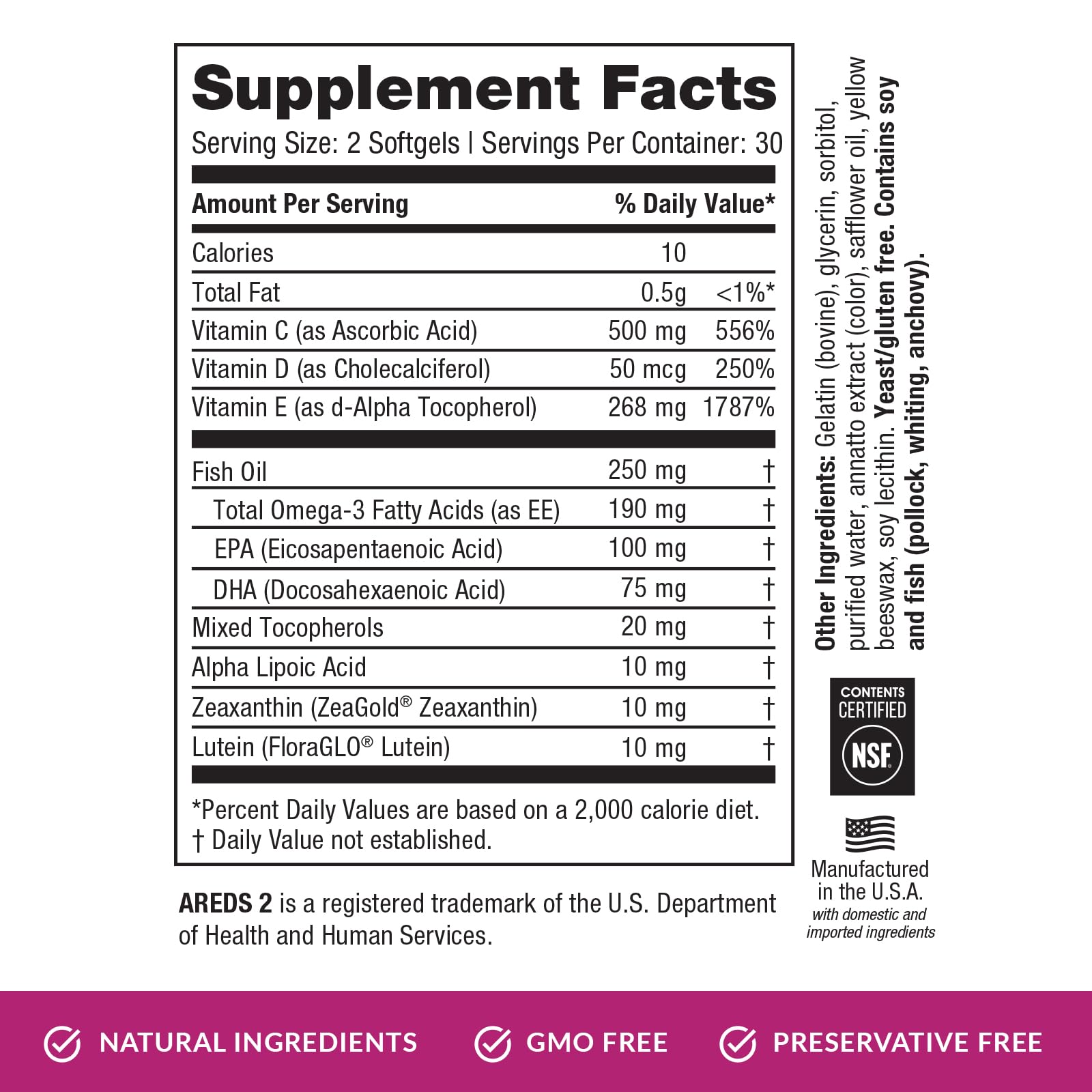 EyePromise Macular Health Eye Vitamin | 60 Softgel Capsules with No Zinc, Containing Lutein, Vitamin C, D, E, Omega-3 Fish Oil, and Zeaxanthin |